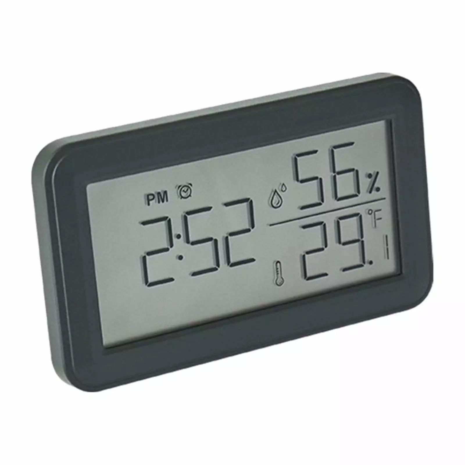 PAVEOS Digital Alarm Clock with LCD Display Thermometers Hygrometer Digital Temperature Humidity Monitor Snooze Alarm with Smart Clock Calendar Alarm Clock Black-1 F