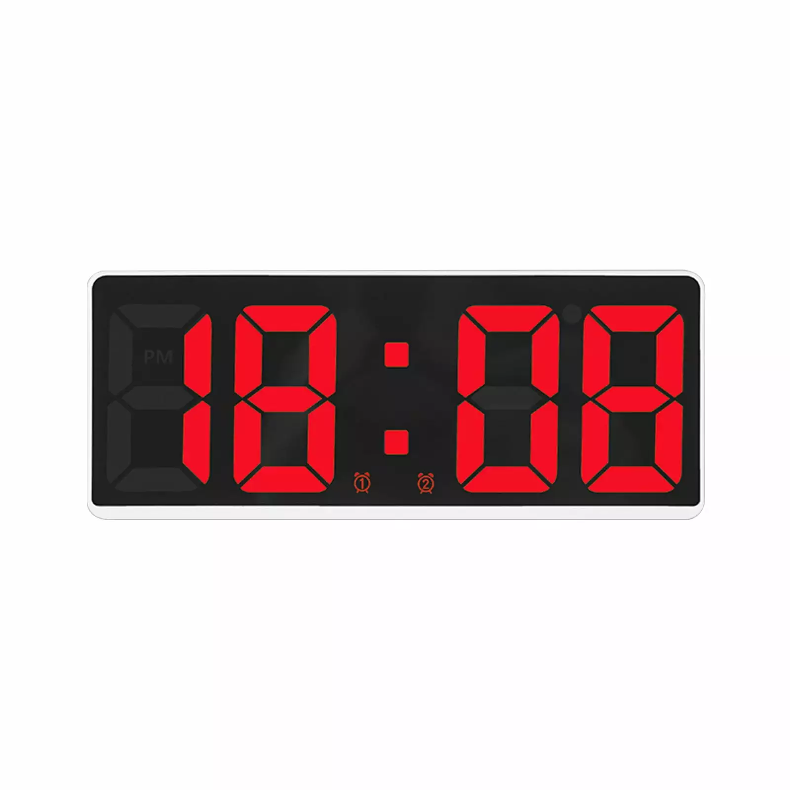 PAVEOS Digital Alarm Clock Simples LED Large Digital Display Fashion Alarm Clock Fully Functional Desktop Bedside Study Kitchen Clock White Frame Alarm Clock Red-5 6.3x2.72x1.26in