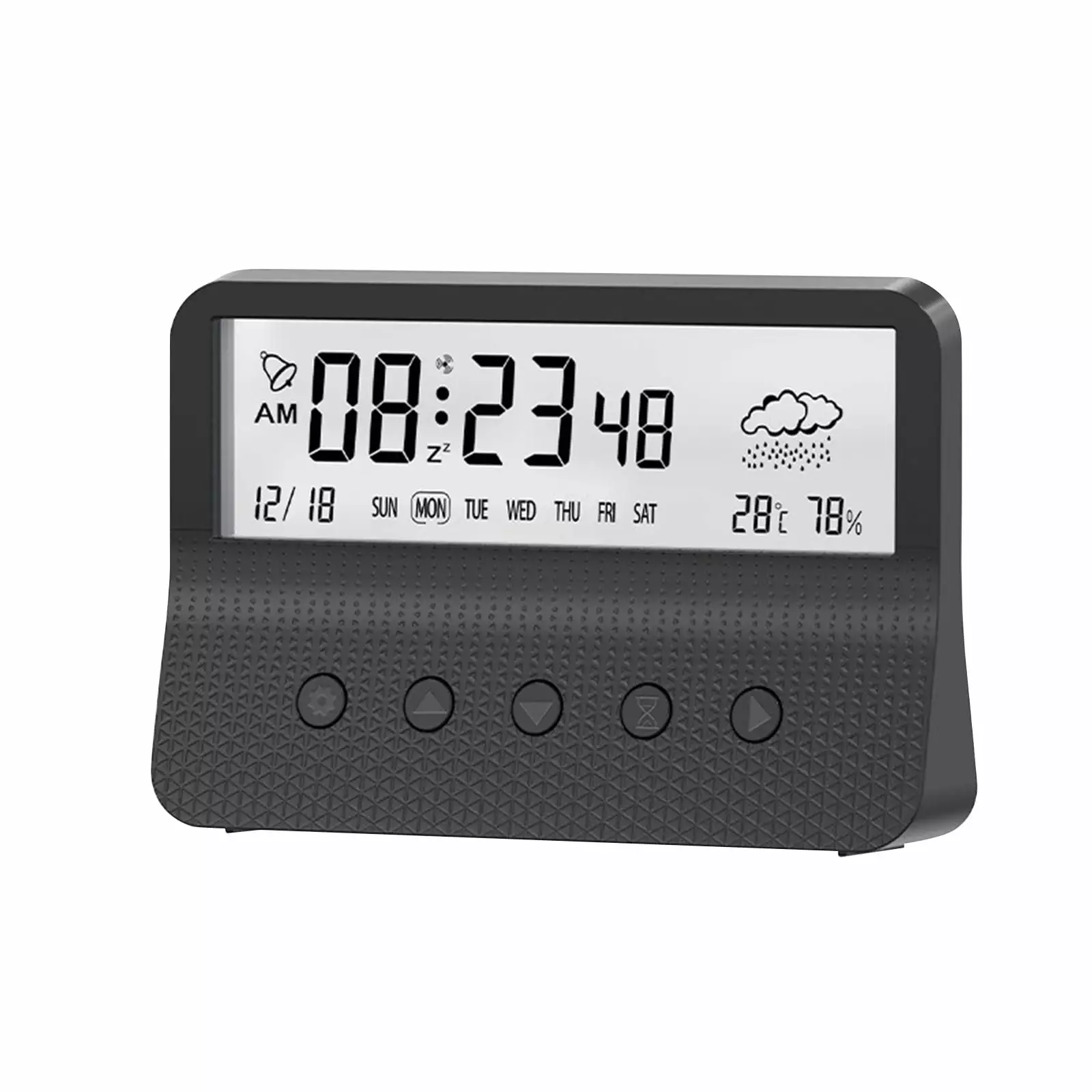 PAVEOS Digital Electronic Clock LED Display Electronic Clock Stereo Digital Display Snooze Alarm Clock 12/24H Switching Countdown Time Alarm Clock Black-5 E