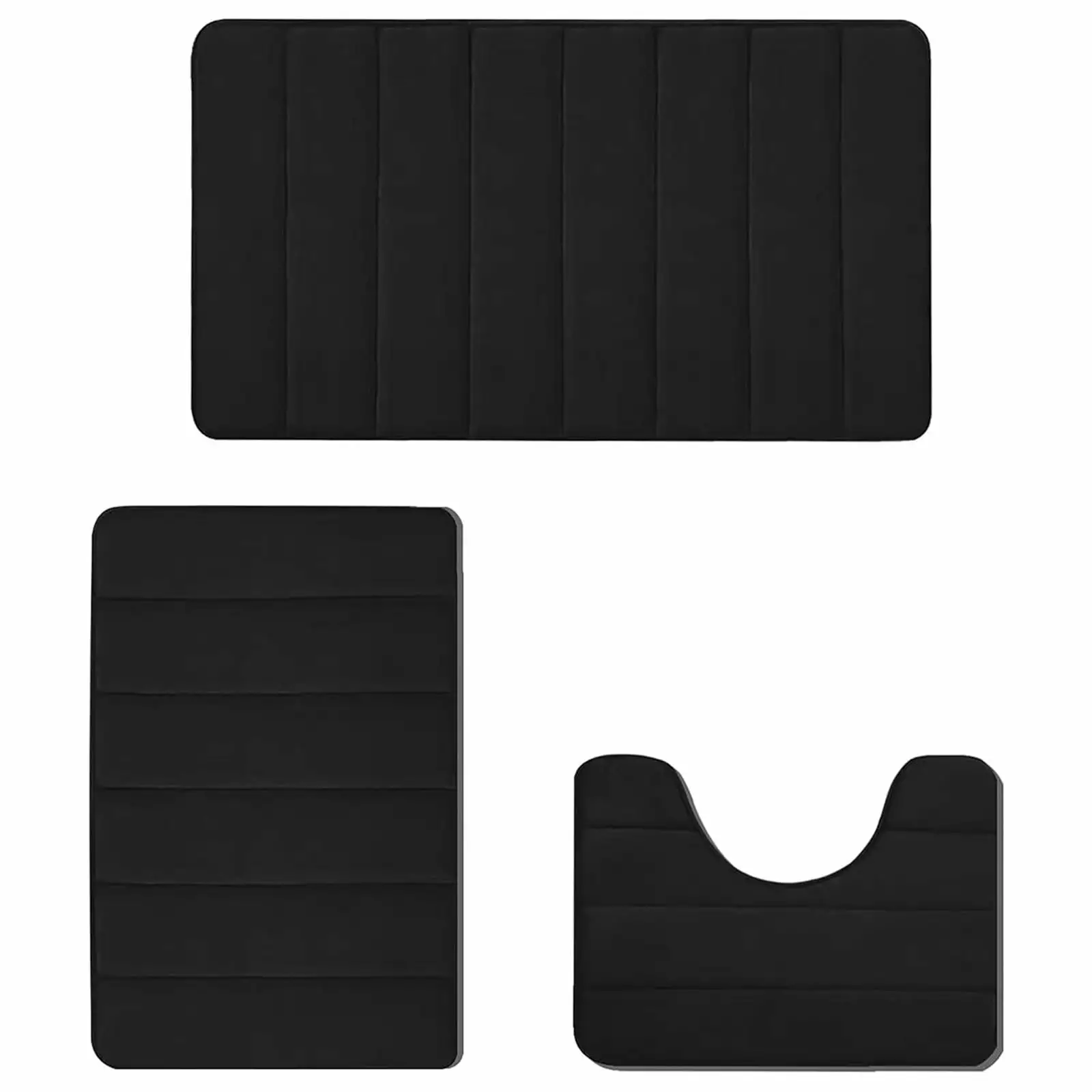 PAVEOS Home Decoration on Clearance Memory Foam Bath Mat Set Bathroom Rugs for 3 Pcs Toilet Mats Soft Comfortable Water Absorption Nonslip Thickmachine Washableeasier to Dry Dark Black