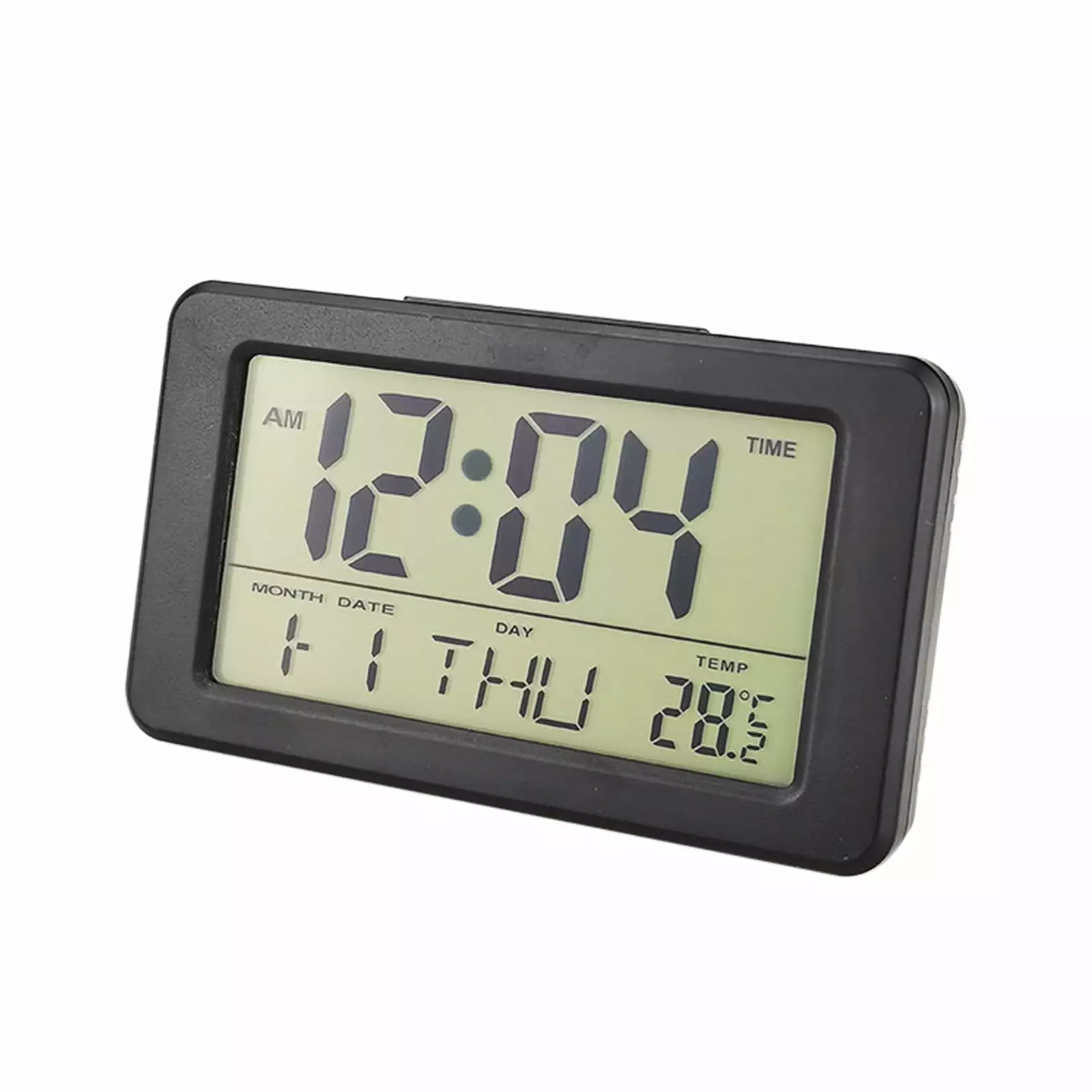 PAVEOS Smart Night Digital Alarm Clock with Indoor Temperature Operated Desk Small Clock Electronic Clock Black-4 F