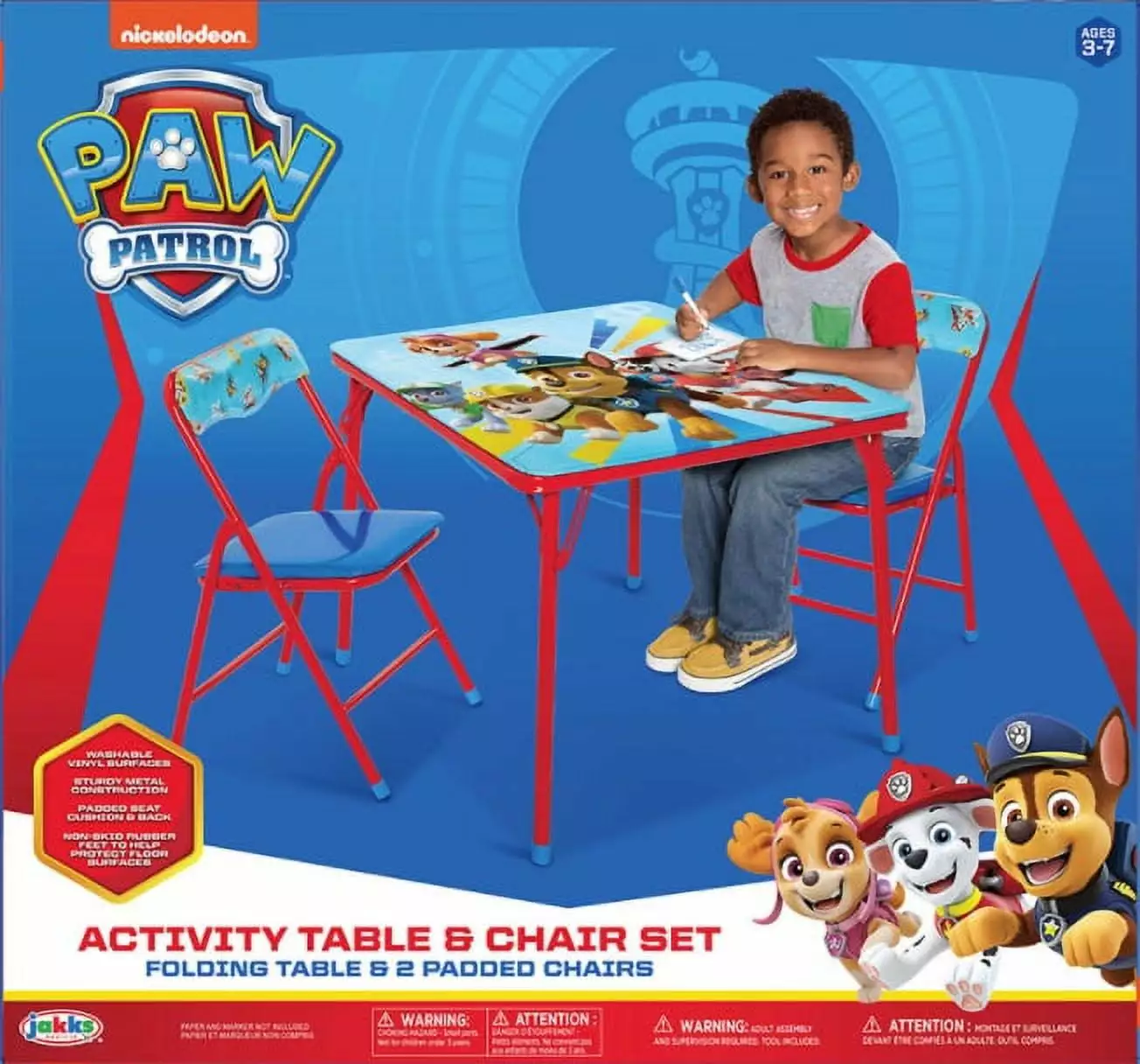 Paw Patrol Children's Activity Table with Washable Vinyl Surface and Two Chairs