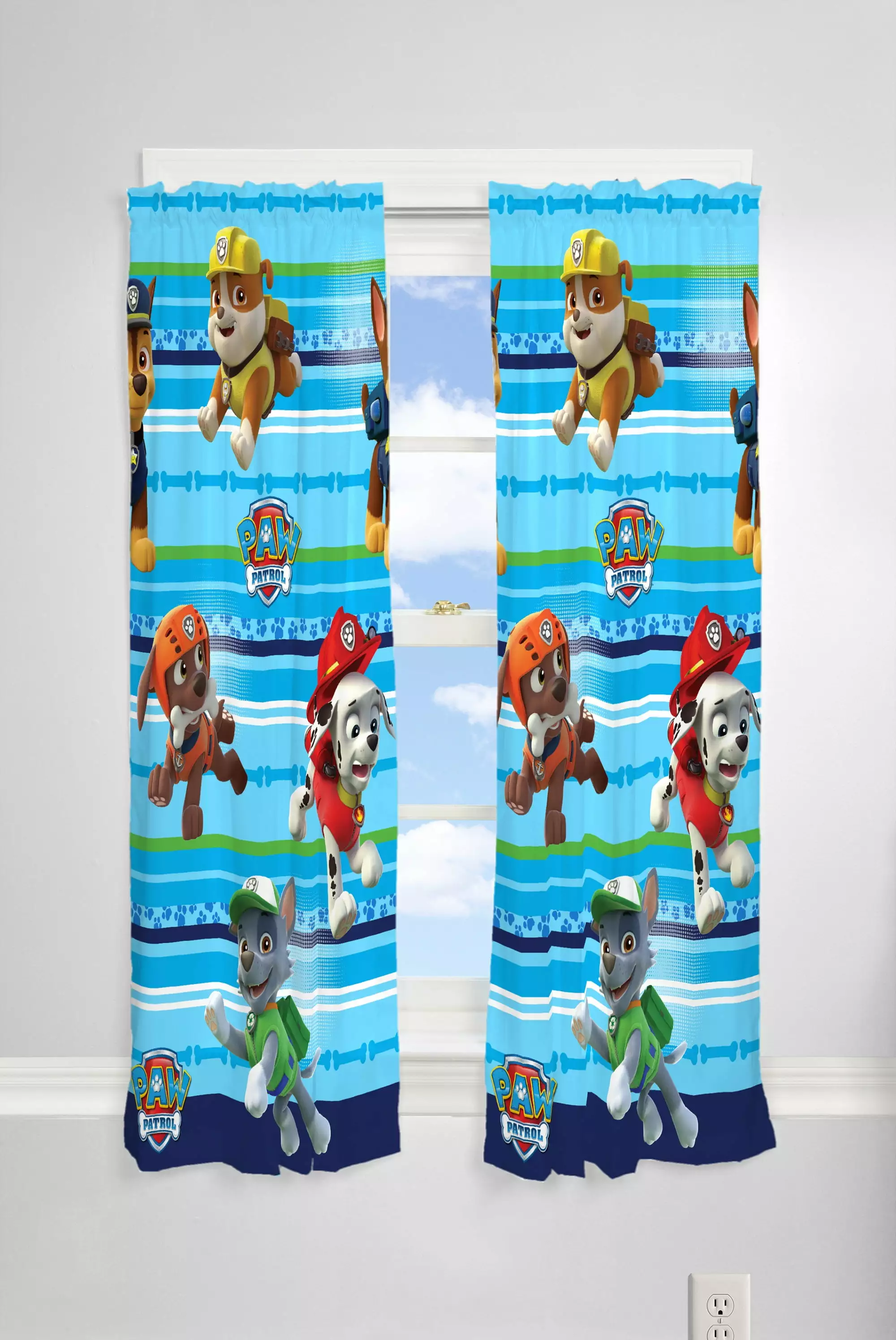 PAW Patrol Kids Bedroom Curtain Panel Set. Set of 2. 63 Length. Blue