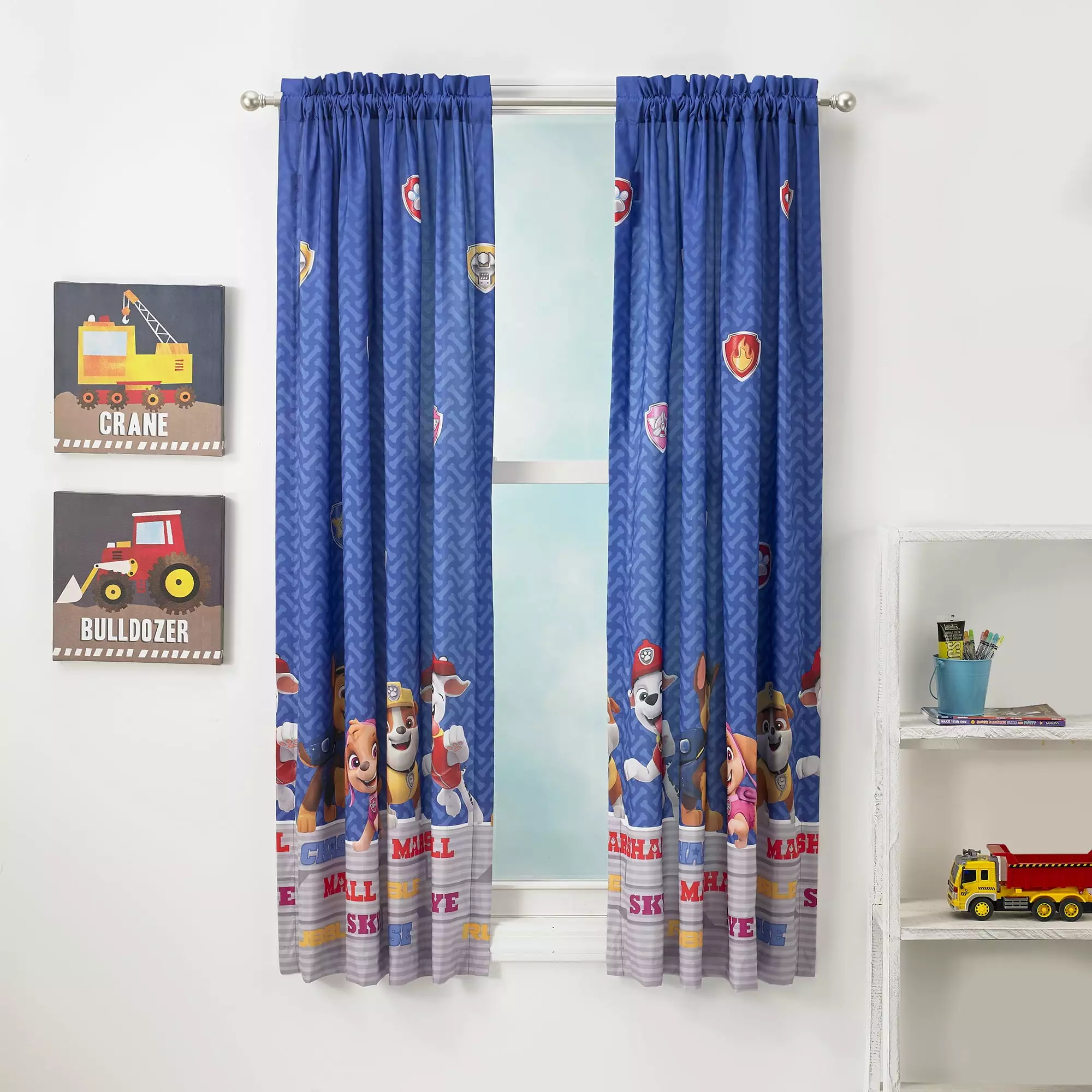 PAW Patrol Kids Bedroom Window Curtains. 2 Panel Set. 63inch Length. Blue