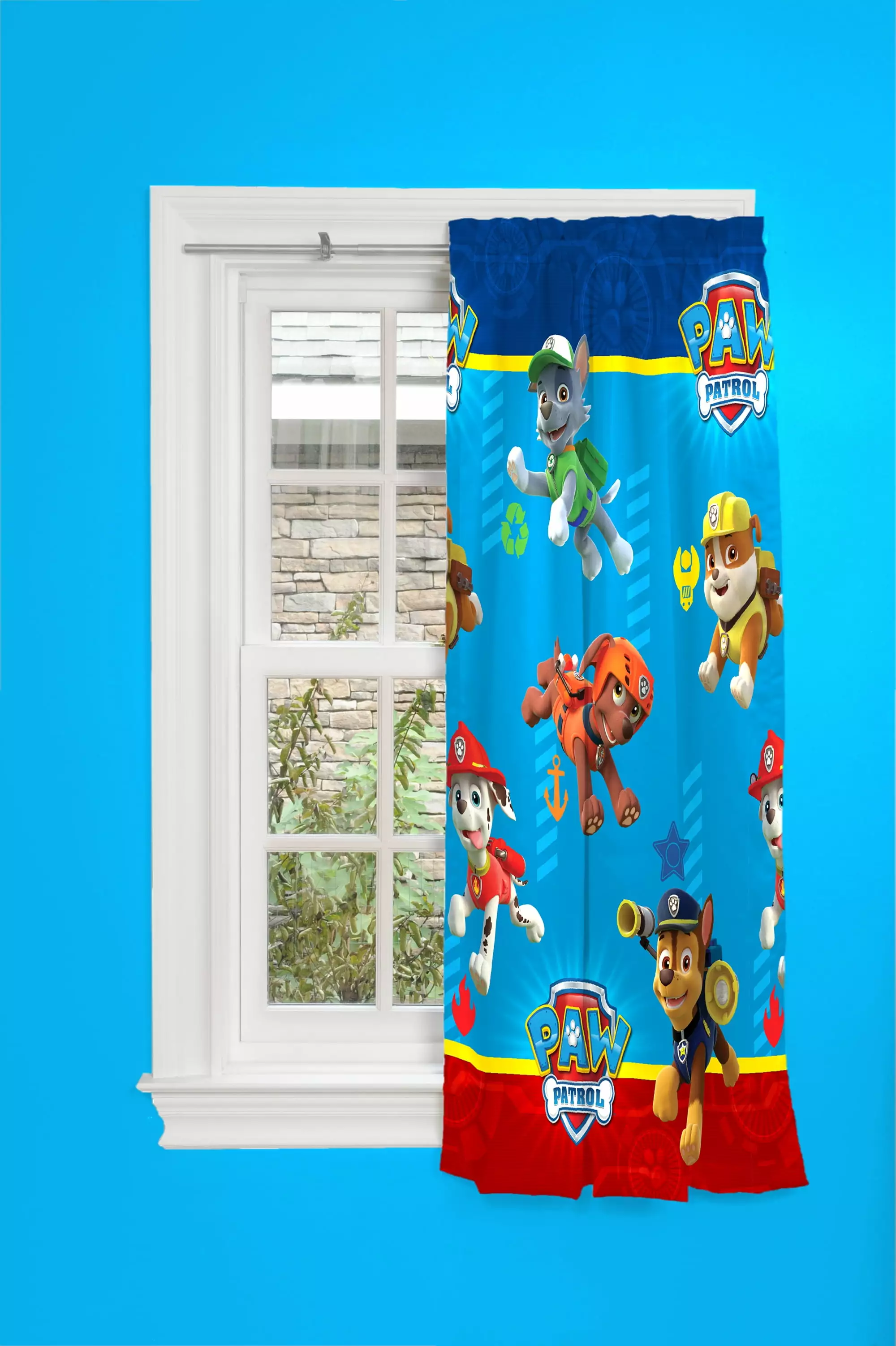 PAW Patrol Kids Lights Off Room Darkening Curtain Panel. 63 Length. Blue