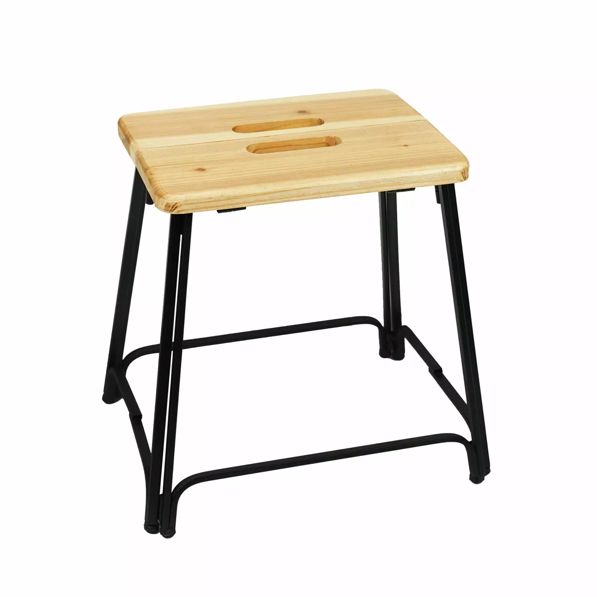 [PJ Collection] Foldable Small Wood Stool. Small Step Stool. Outdoor Stool and Chairs. Small Foldable Step Stool. Step Stool for Kitchen. Easy to Grab. Weight-Bearing Stool. Foldable Step Stool