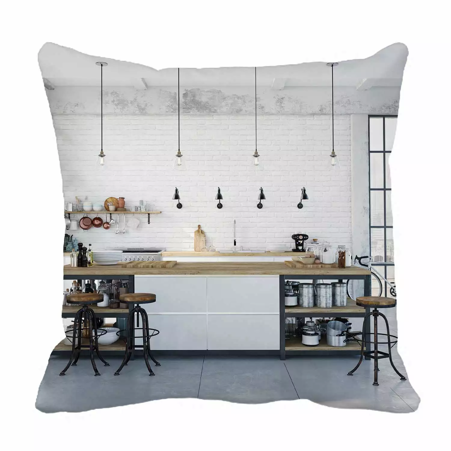 PKQWTM Kitchen In A Loft Bed Decor Pillow Cases Zippered Cushion Cover Size 16x16 Inches