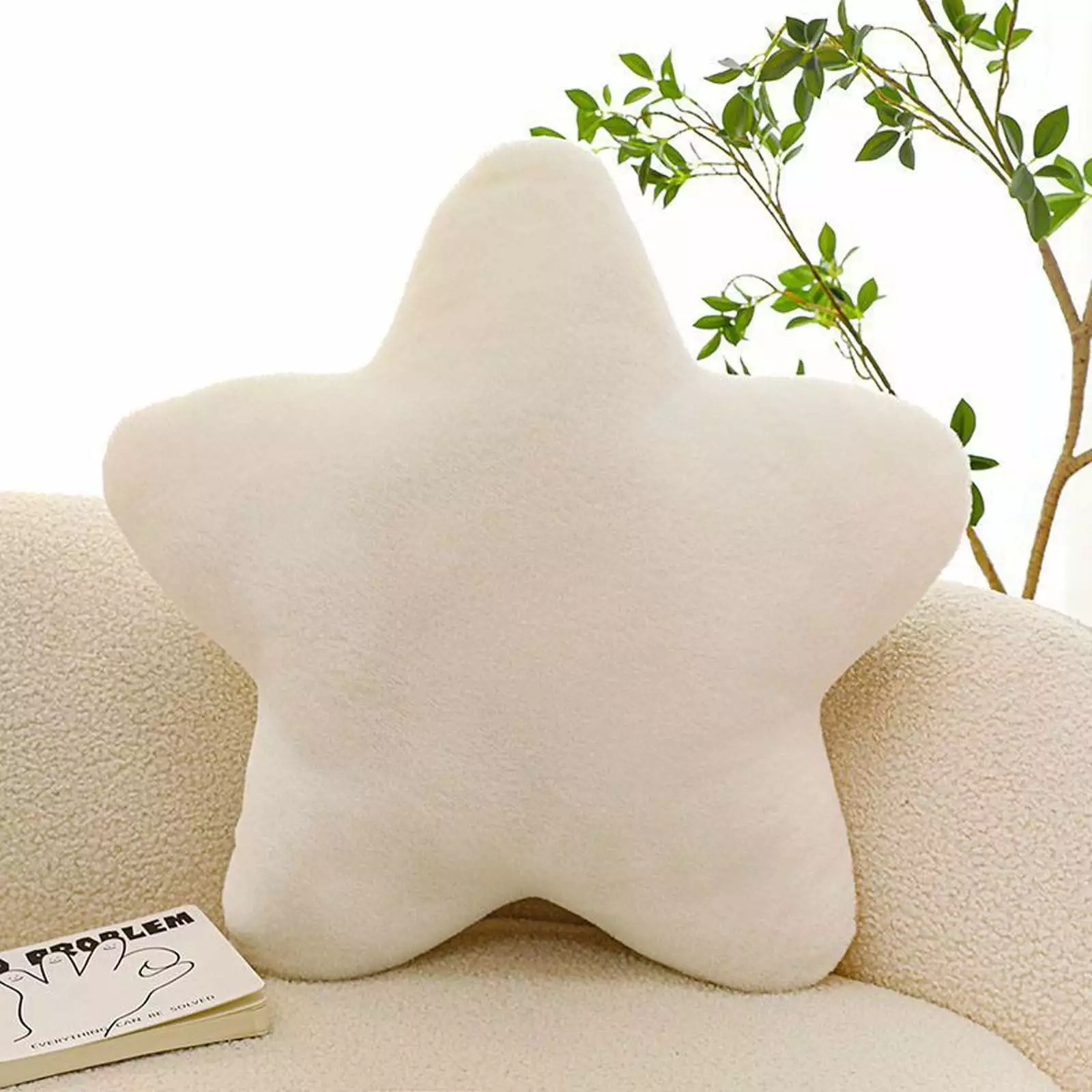 PRINxy Star Pillow Super Soft Cute Plush Toy Sleeping Pillow Soft Girl Gift Girly Heart Cream Color.K.