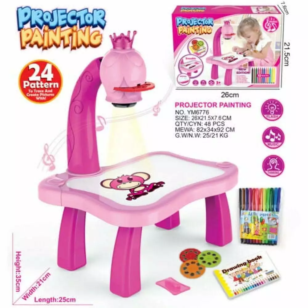 Paddsun Kid Drawing Projector Table Smart Projection Painting Board Toy Set