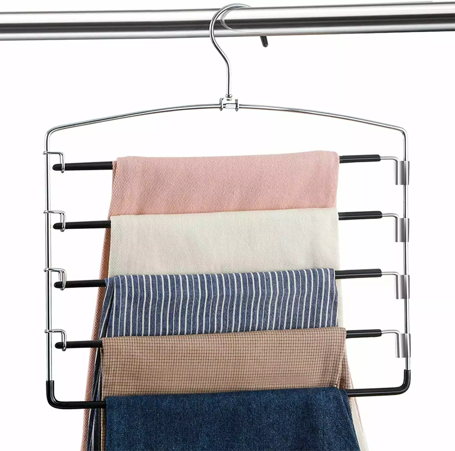 Pants Hangers 1 Pieces.Bexikou Multi-Layer Swing Arm Pants Hanger. Space Saving Hangers. Stainless Steel Hangers Closet Storage Organizer for Pants Jeans Trouser Tie Slack Clothes