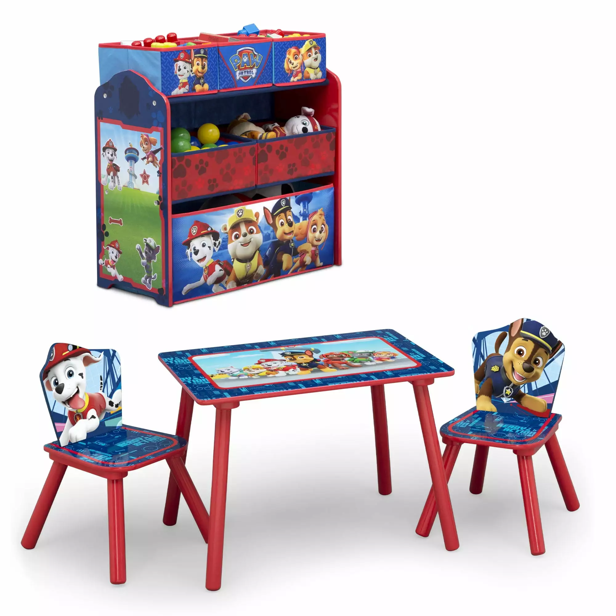 Paw Patrol 4-Piece Toddler Playroom Set ?C Includes Table. 2 Chairs & Toy Bin. Blue