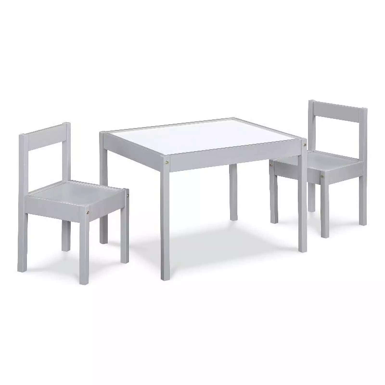 Pemberly Row 3-Piece Wood Dry Erase Kids Table & Chair Set in Gray