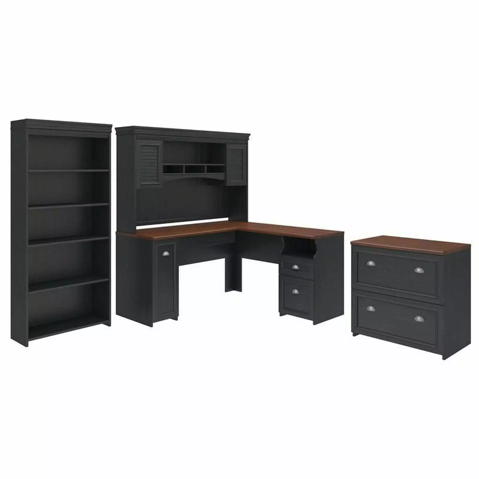 Pemberly Row 4 Piece Office Set in Antique Black