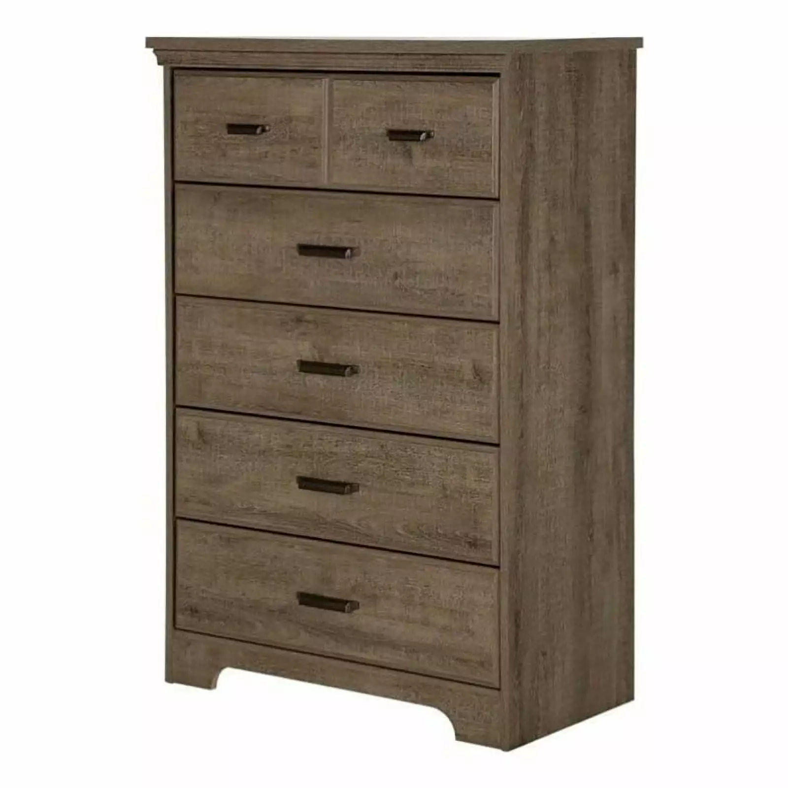 Pemberly Row Contemporary 5-Drawer Wood Chest in Weathered Oak