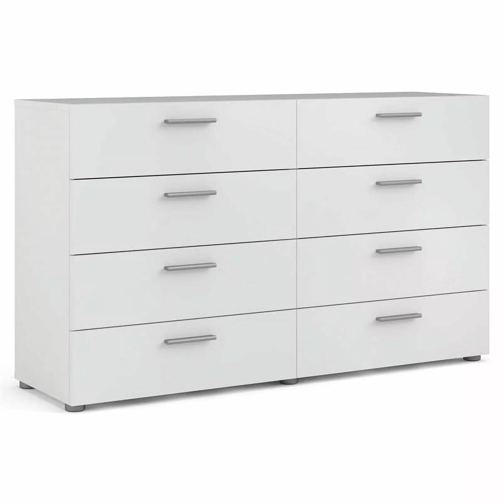 Pemberly Row Contemporary 8 Drawer Double Dresser in White