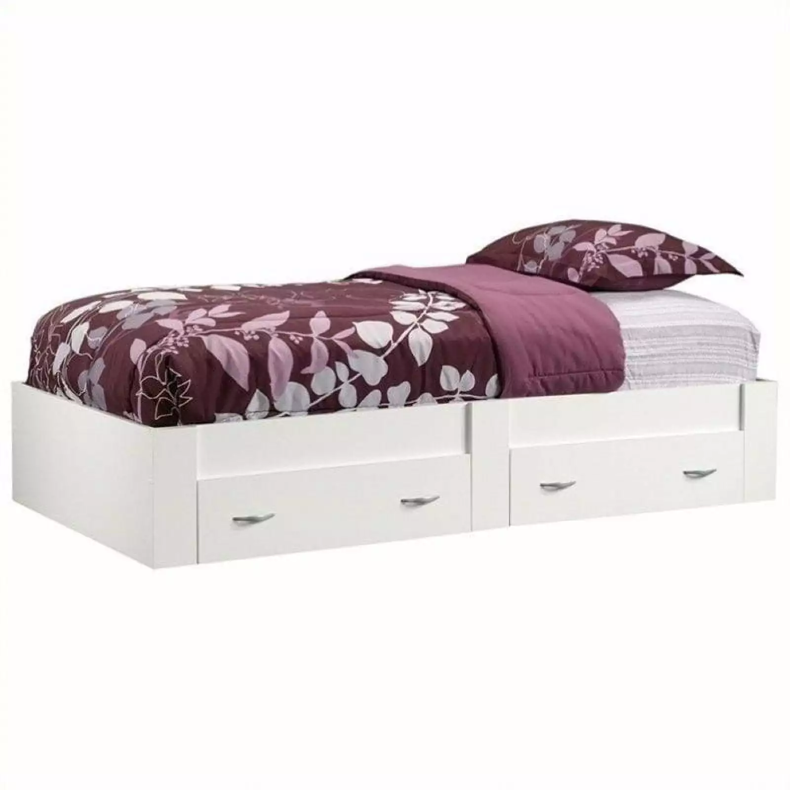 Pemberly Row Contemporary Wood Twin Platform Bed in Soft White