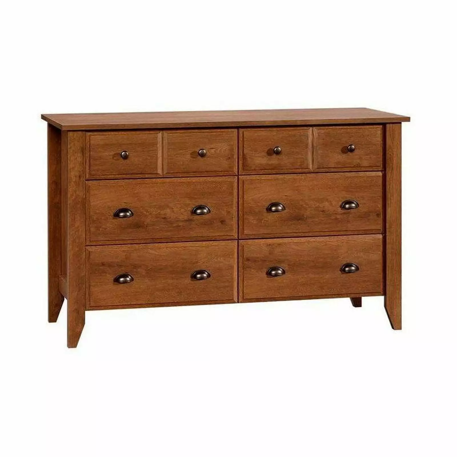 Pemberly Row Extra Deep 6 Drawer Double Bedroom Dresser in Oiled Oak