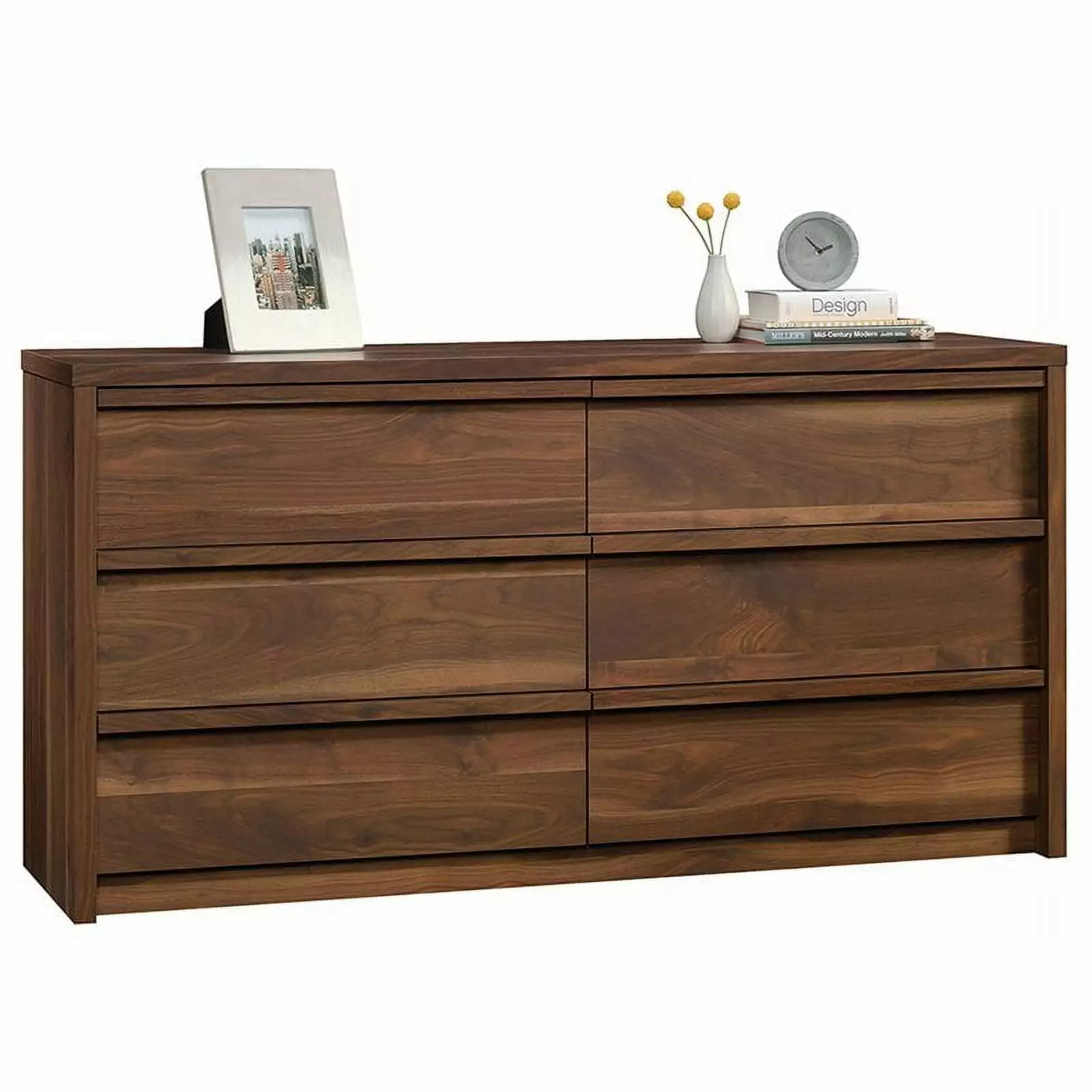 Pemberly Row Modern 6 Drawer Double Bedroom Dresser in Grand Walnut