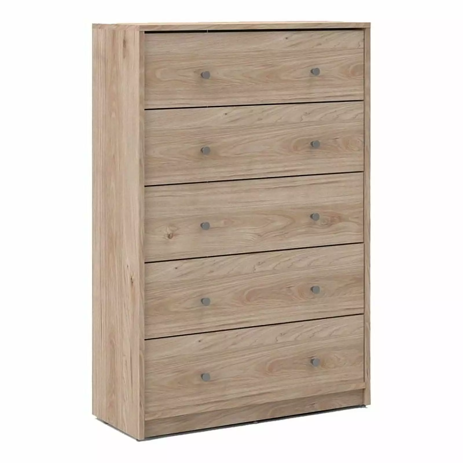 Pemberly Row Transitional 5-Drawer Engineered Wood Chest in Hickory Brown