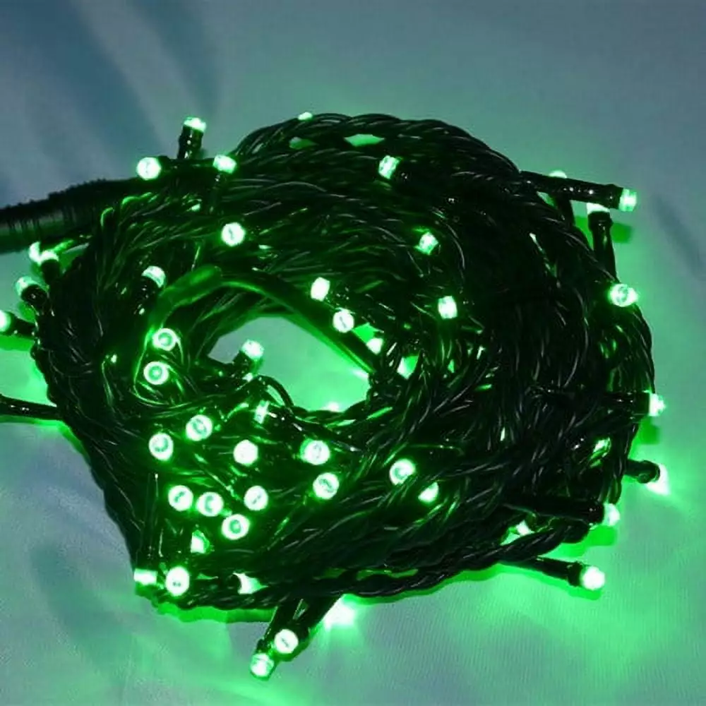 Perfect Holiday - 100 LED Green Wire String Light w/ connector - Green