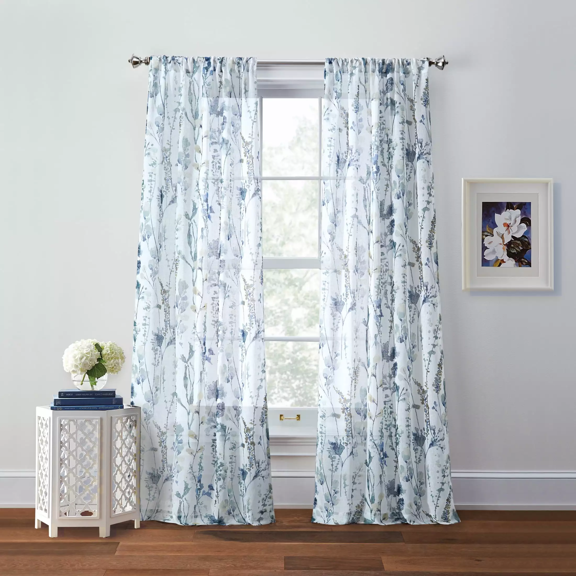 Peri Home Aphrodite Poletop. Multi. 37 x 108. Polyester. Sheer. Curtain Panel Pair