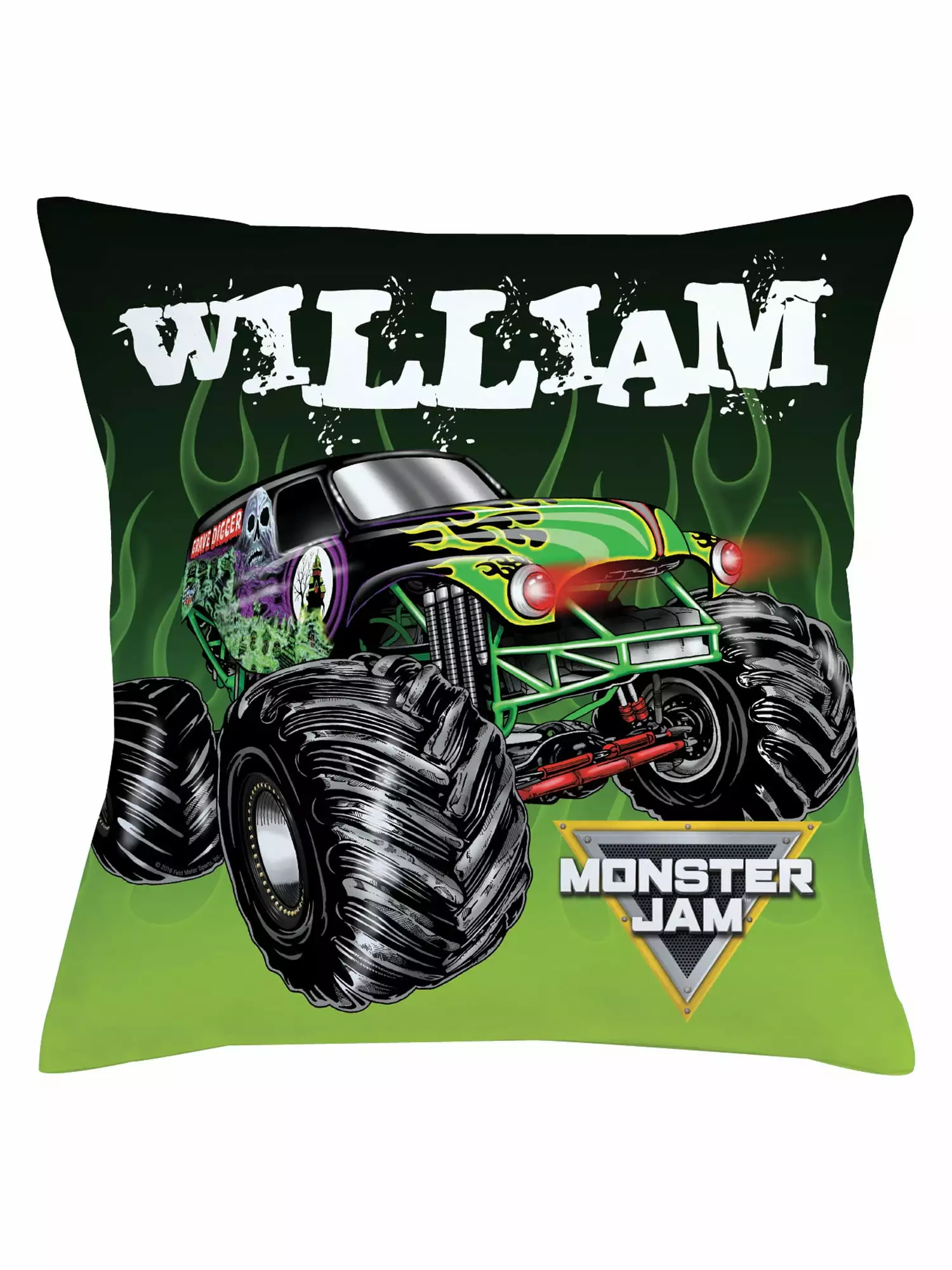 Personalized Monster Jam Grave Digger Throw Pillow. Black