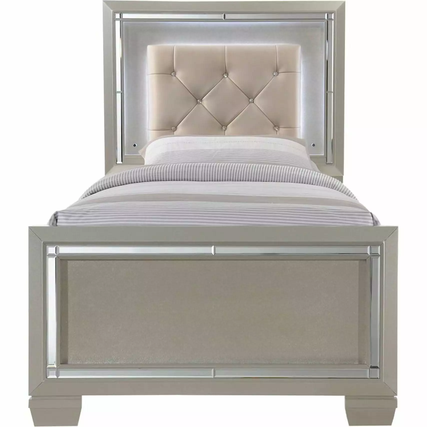 Picket House Furnishings Glamour Youth Twin Platform Bed. Champagne