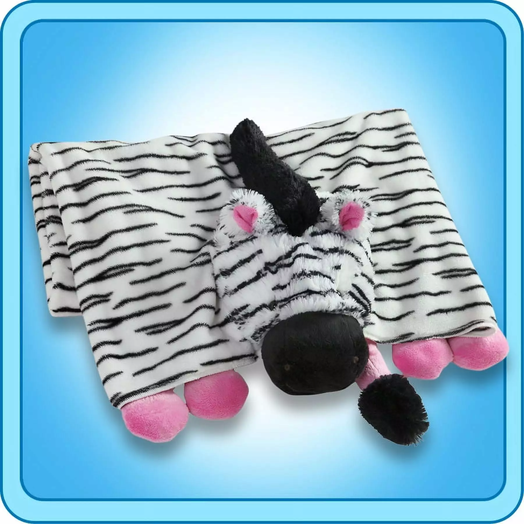 Pillow Pet Zippity Zebra Pink/White Blanket Plush Toy Gift