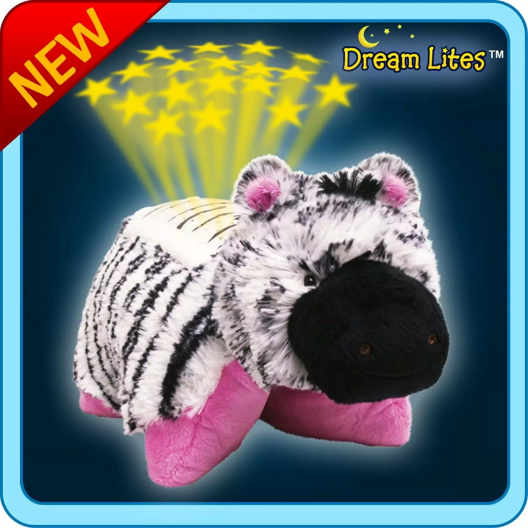 Pillow Pets Pink and White Zippity Zebra Dream Lites Toy Gift