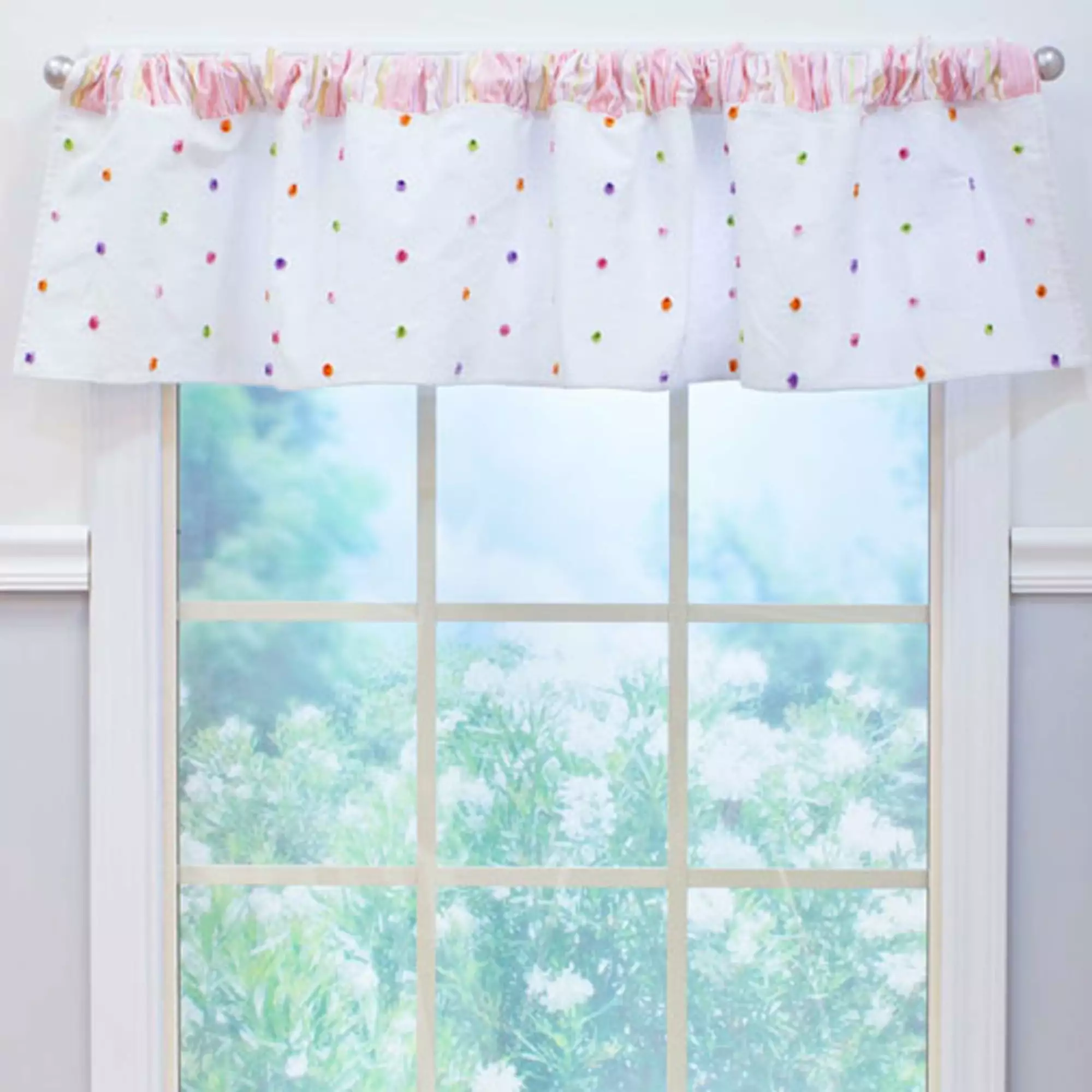 Pink & White Cut Dot Window Valance