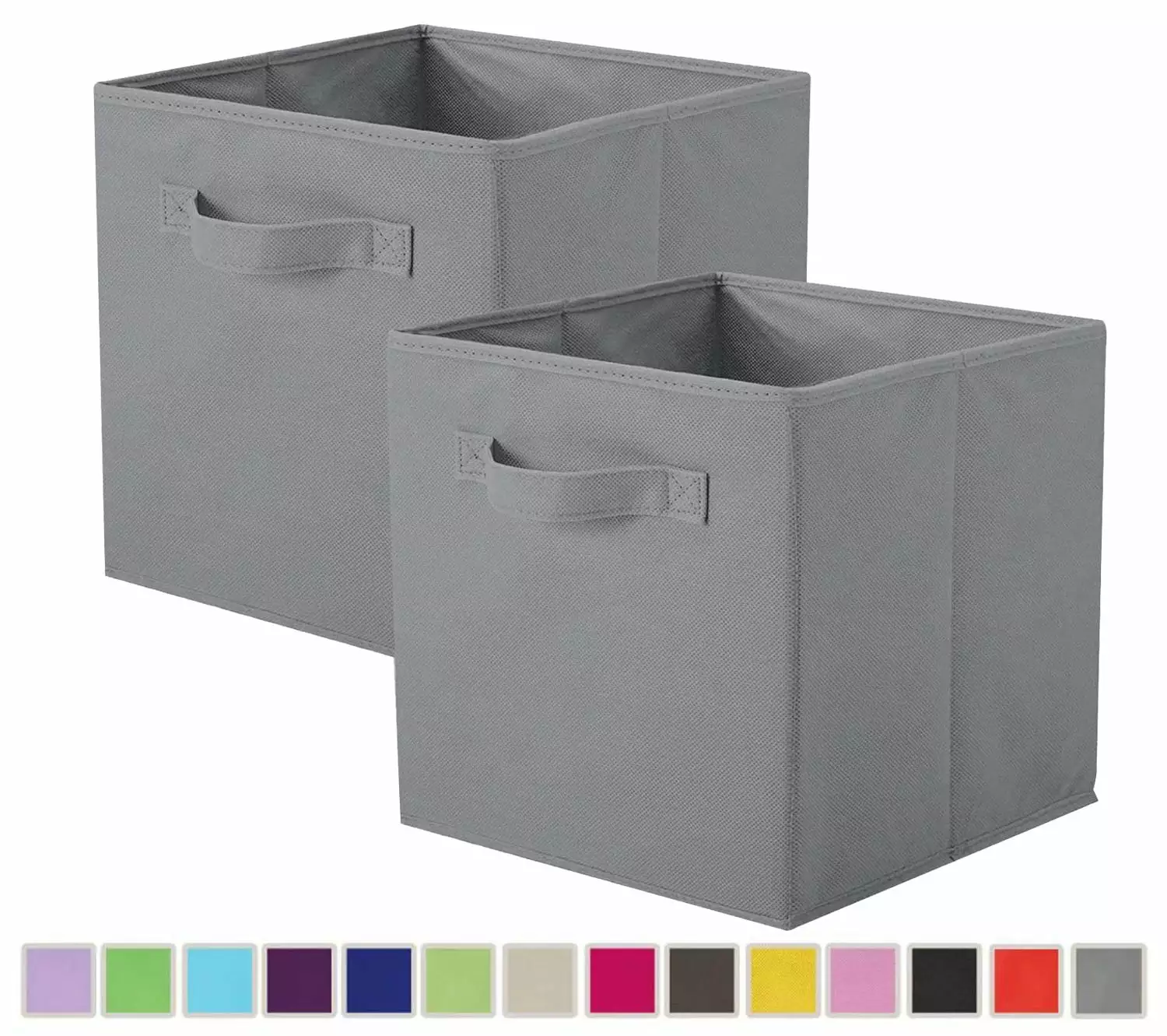 PinkSheep Foldable Fabric Storage Cube Bins. 11 Cube Organizer Basket Bin. Gray. 2 Pack