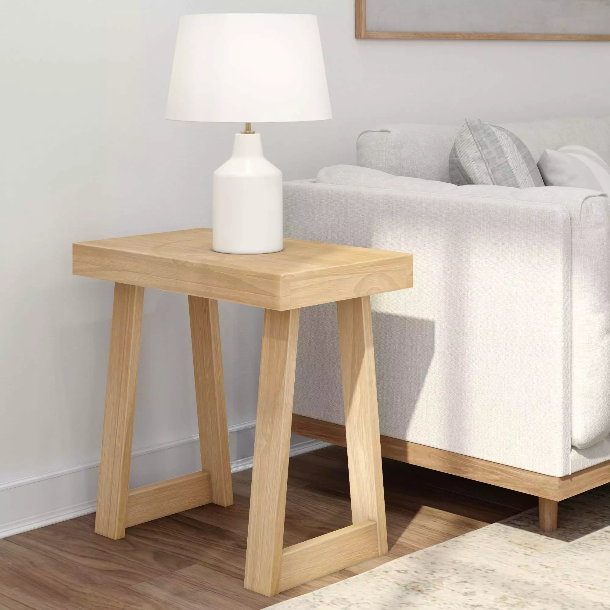 Plank+Beam Classic Rectangular Side Table. 25. Slim Side Table for Living Room. Narrow Nightstand for Small Spaces. Wood End Table for Bedroom. Blonde Wirebrush