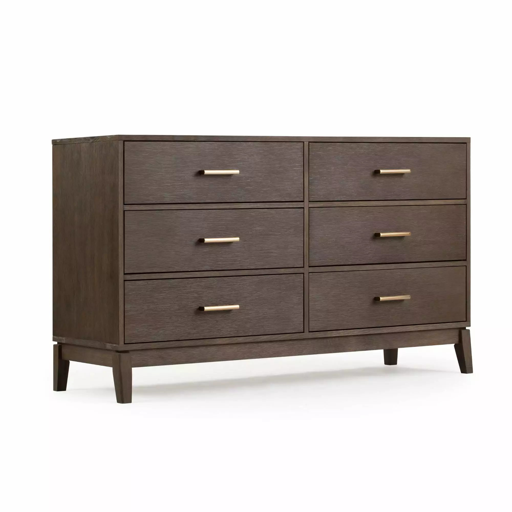 Plank+Beam Solid Wood 6 Drawer Dresser. Contempo Chest of Storage Drawers. Clay