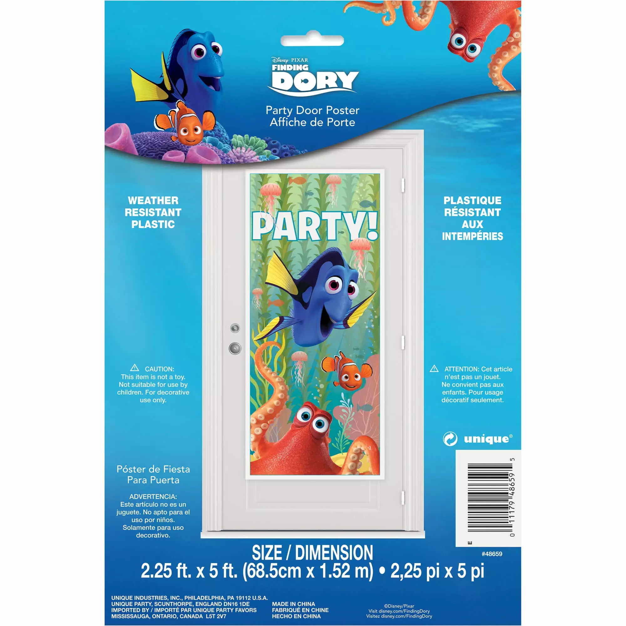 Plastic Finding Dory Door Poster. 60 x 27