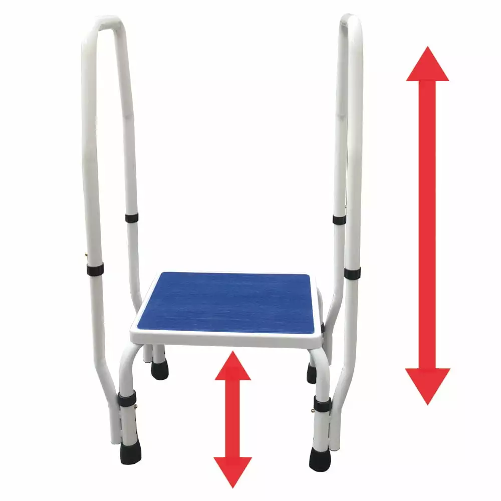 Platinum Health AdjustaStep(tm) DoubleSafe Deluxe Step Stool/Footstool with Dual Handles/Handrails. Height Adjustable