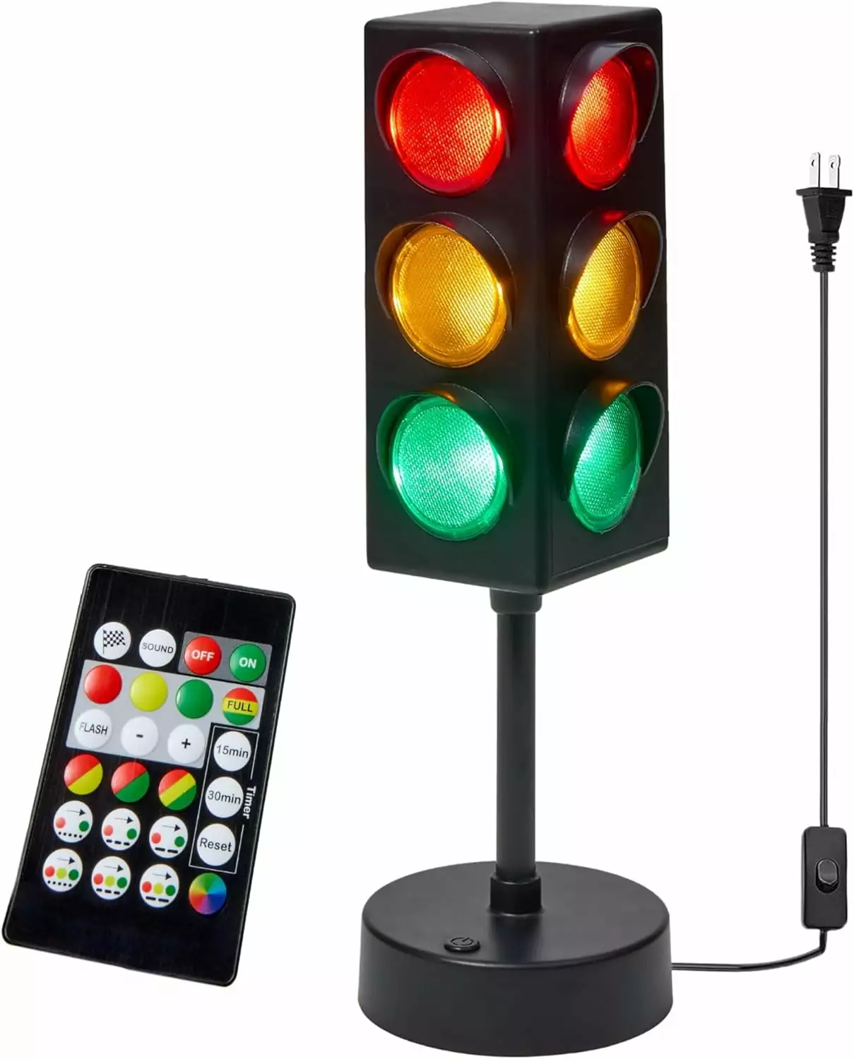 Playbees Mini Traffic Light Lamp with Color Changing Modes - Vibrant Decoration for Kids' Bedrooms Table Lamp and Themed Parties - Pretend Play Toy