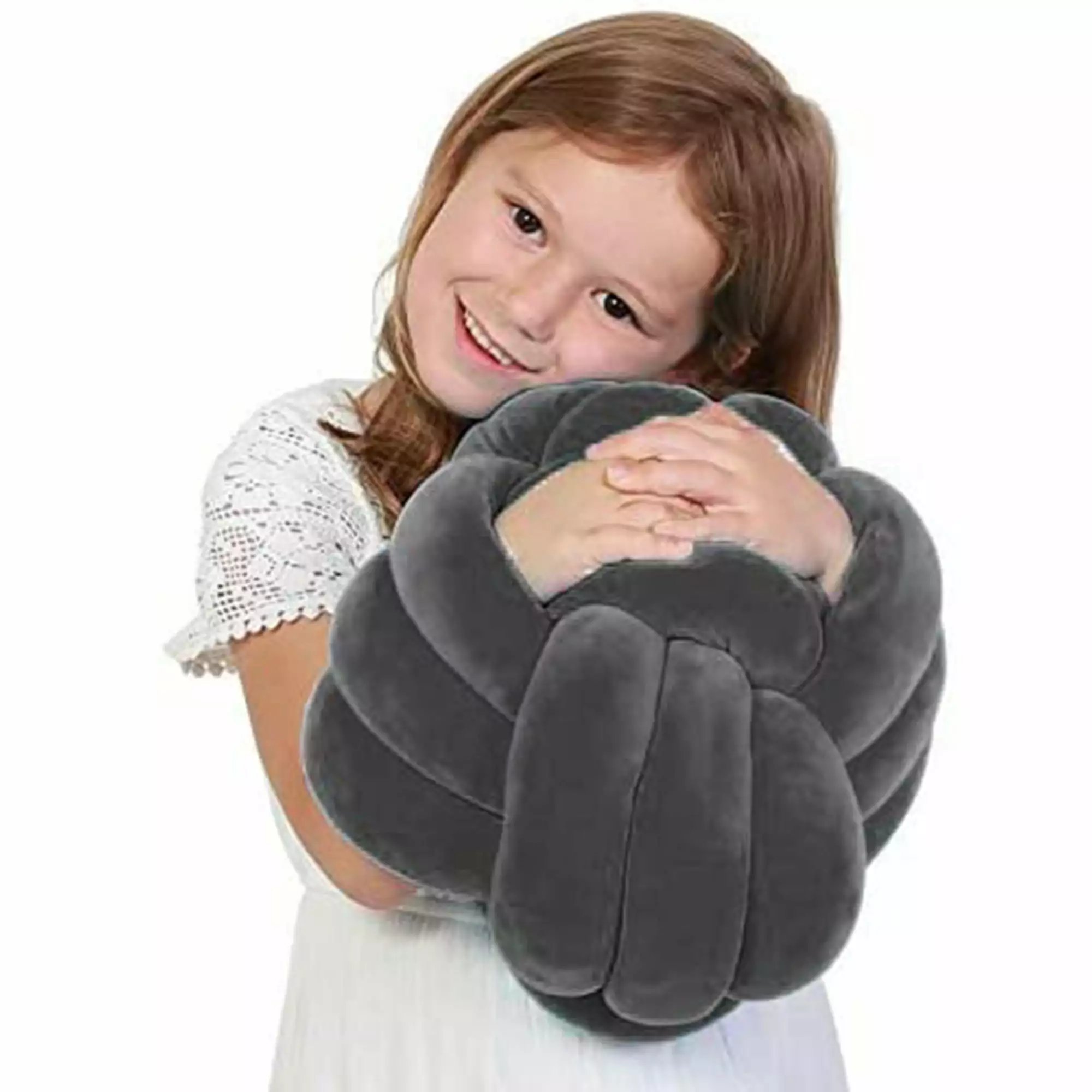 Playlearn Knot Ball Pillow for Children Calming Stress Relief Sensory Toy Knotted Pillow Gray