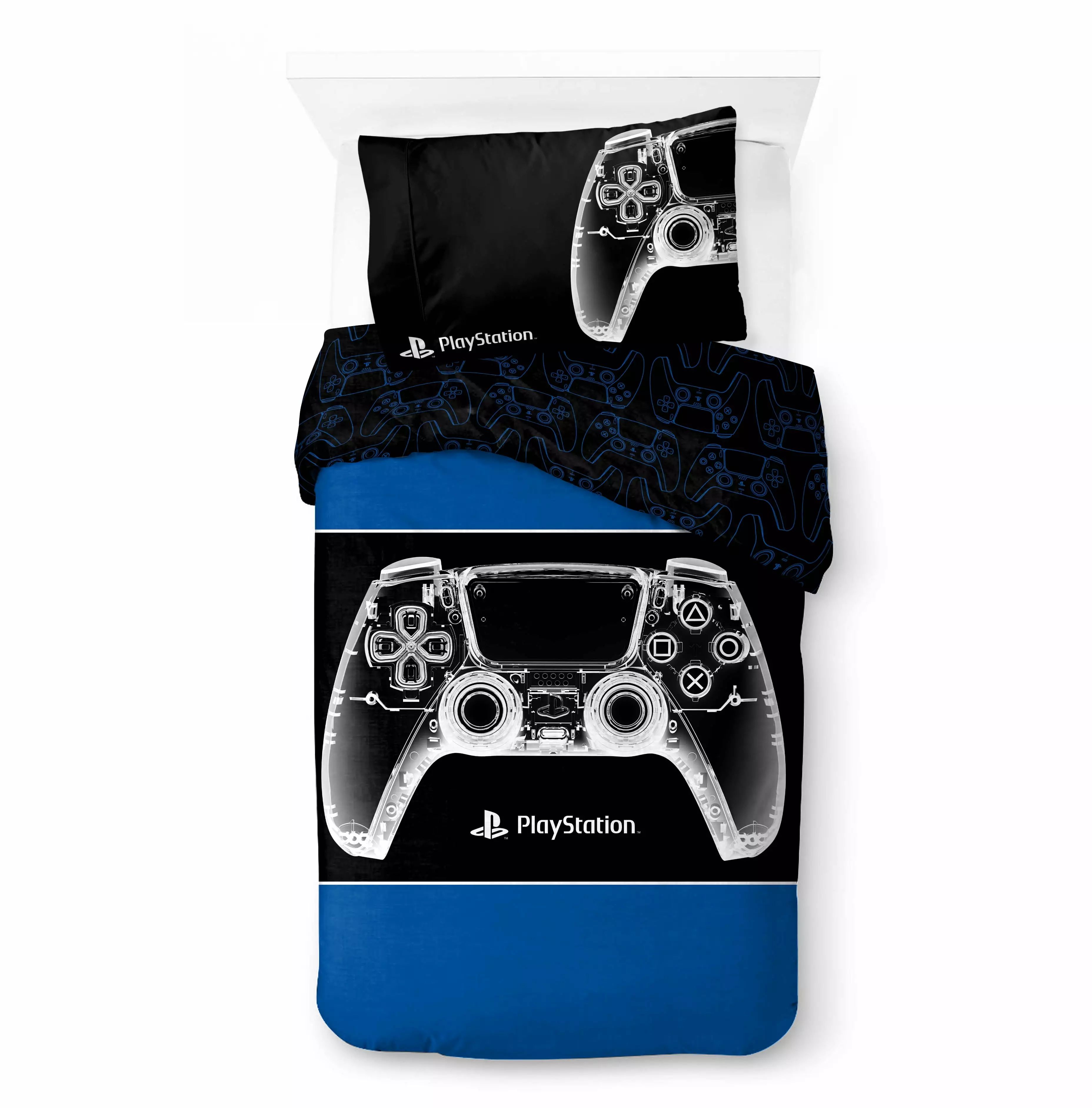 Playstation Kids 2-Piece Twin/Full Reversible Comforter Set. Microfiber. Blue. Sony