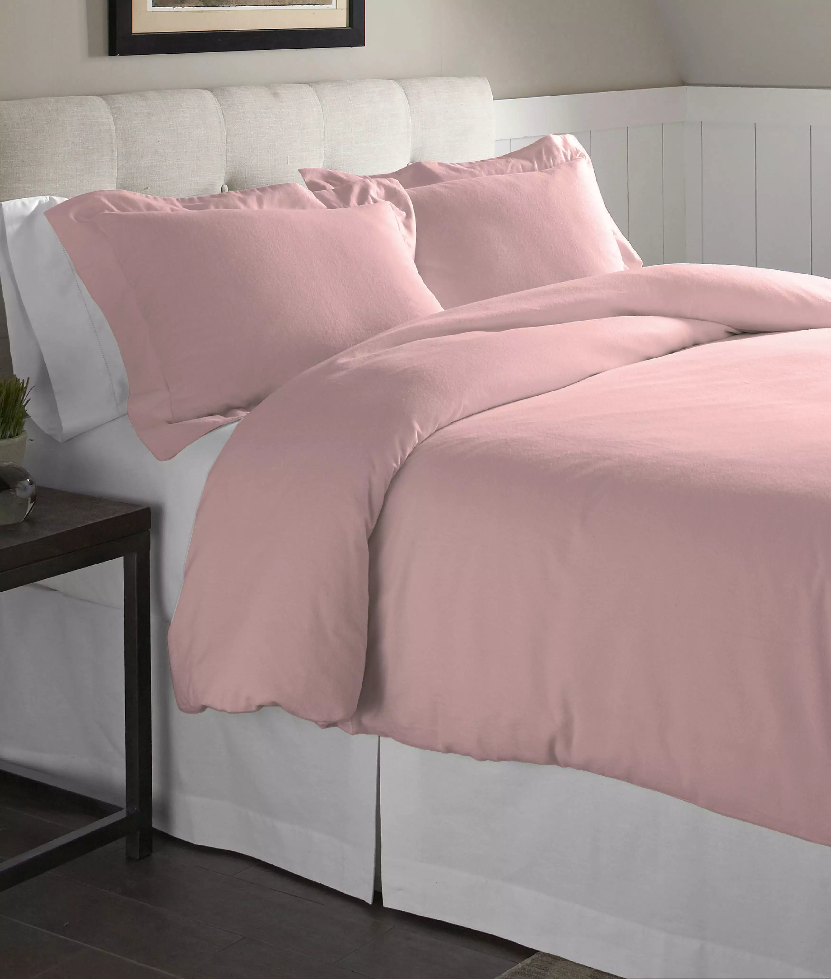 Pointehaven 175 GSM Rose 100% Cotton Superior Weight Flannel 3 pc Duvet Set. King/California King