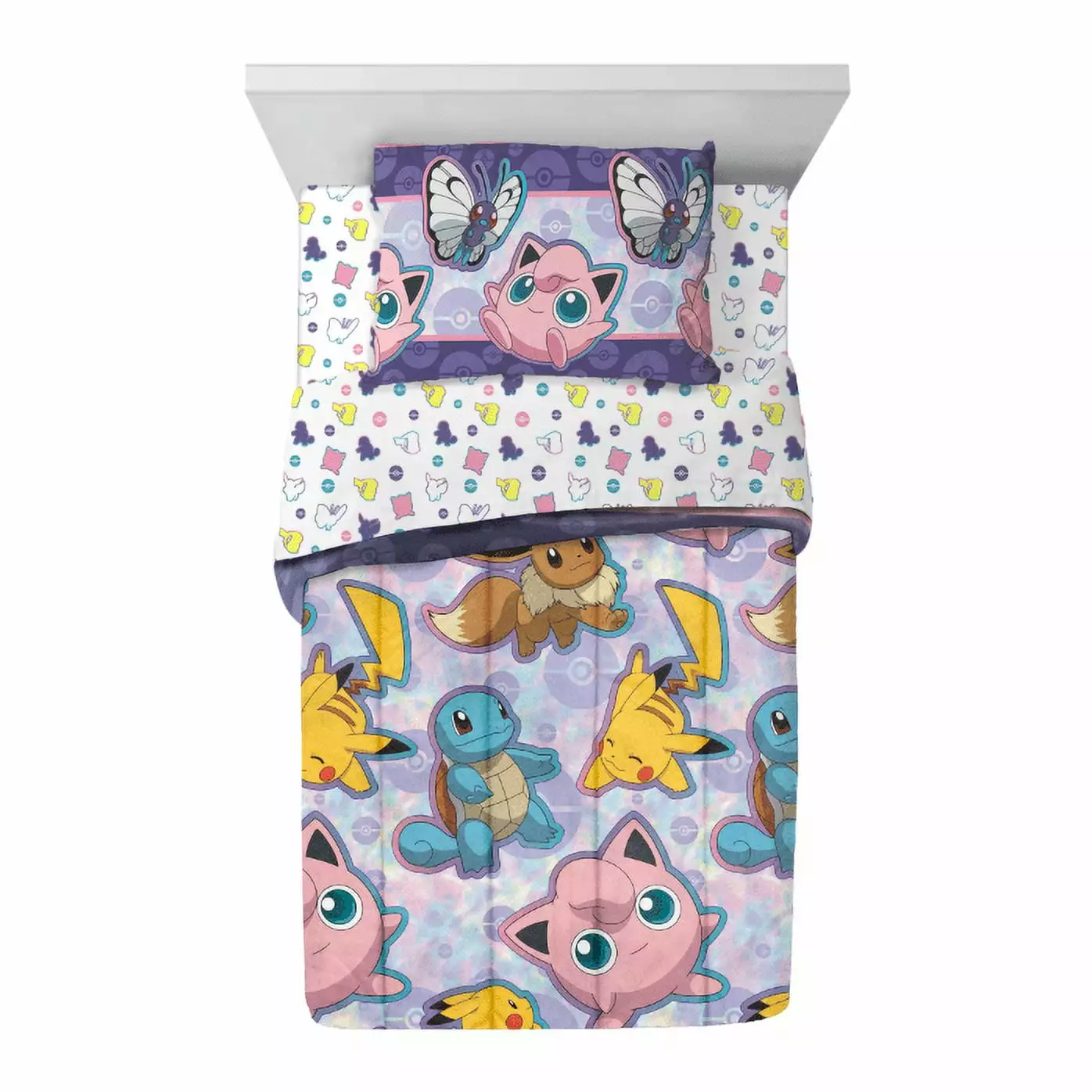 Pokemon Bed in a Bag Set. Twin Size. Multicolor. 100% Polyester. 4-Piece Set