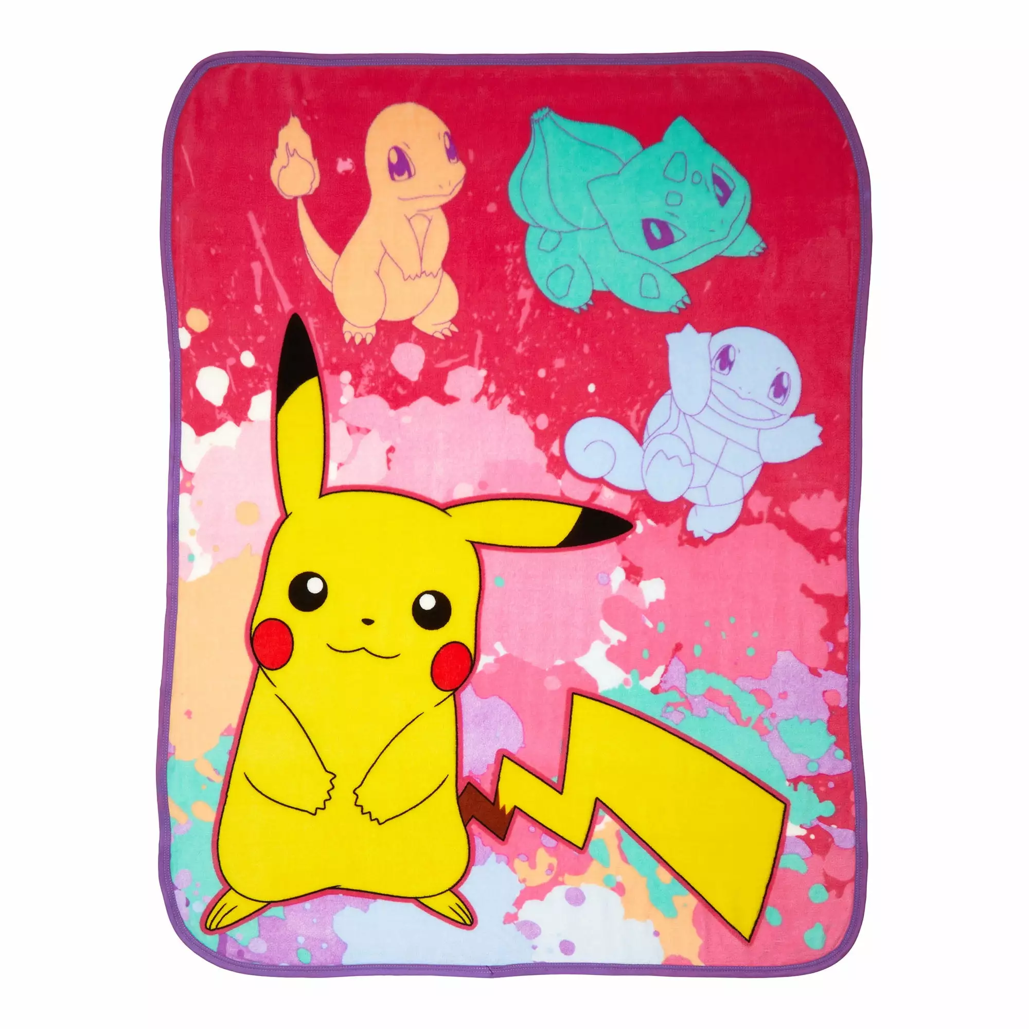 Pokemon Kids Coral Fleece Throw. 46 x 60. Yellow and Red