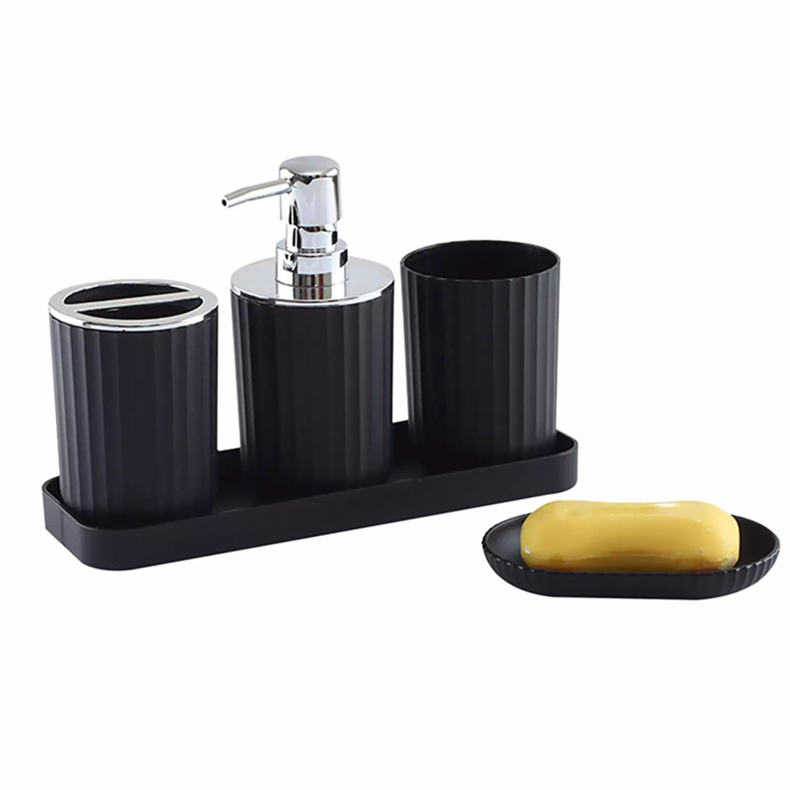 Pompotops Bathroom Set 5 Piece Bathroom Accessory Set With Soap Dispenser Pump. Toothbrush Holder. Tumbler And Soap Dish