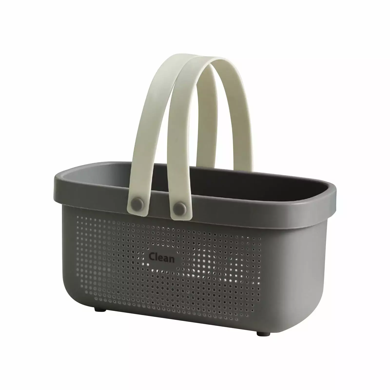 Pompotops Gray Portable Shower Caddy Tote Plastic Basket Bathing: Plastic Storage Basket With Handle Portable Box Organizer. Hollow Out Desktop Storage Basket Dispenser Container