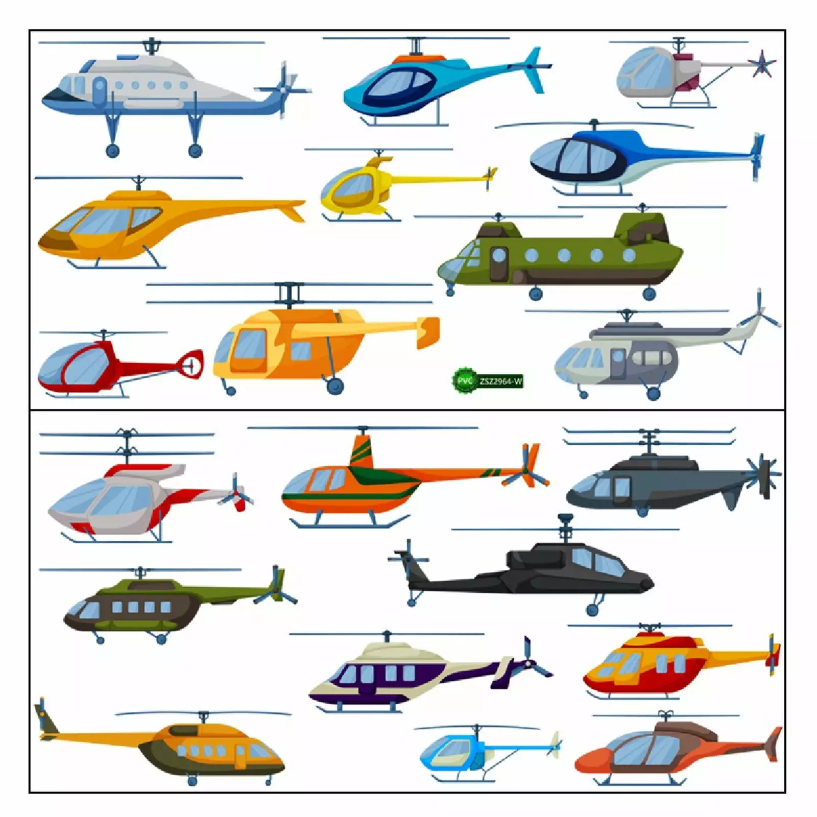 Pompotops Multi-type Helicopter Wall Stickers Room Living Room Bedroom Wall Stickers