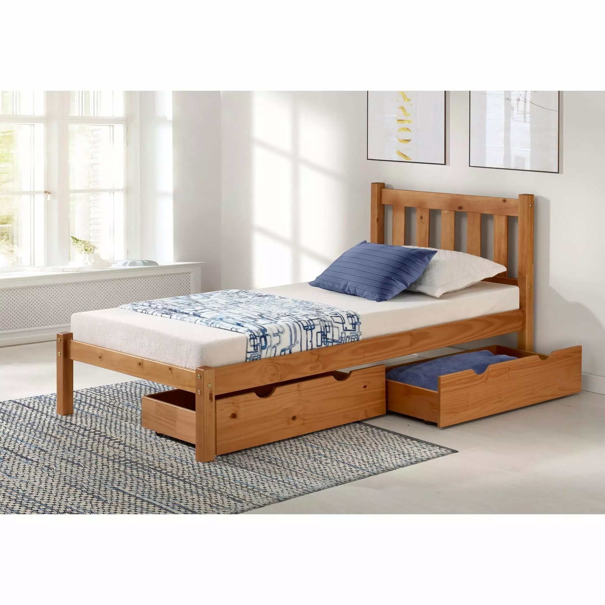 Poppy Twin Bed with Storage Drawers. Cinnamon