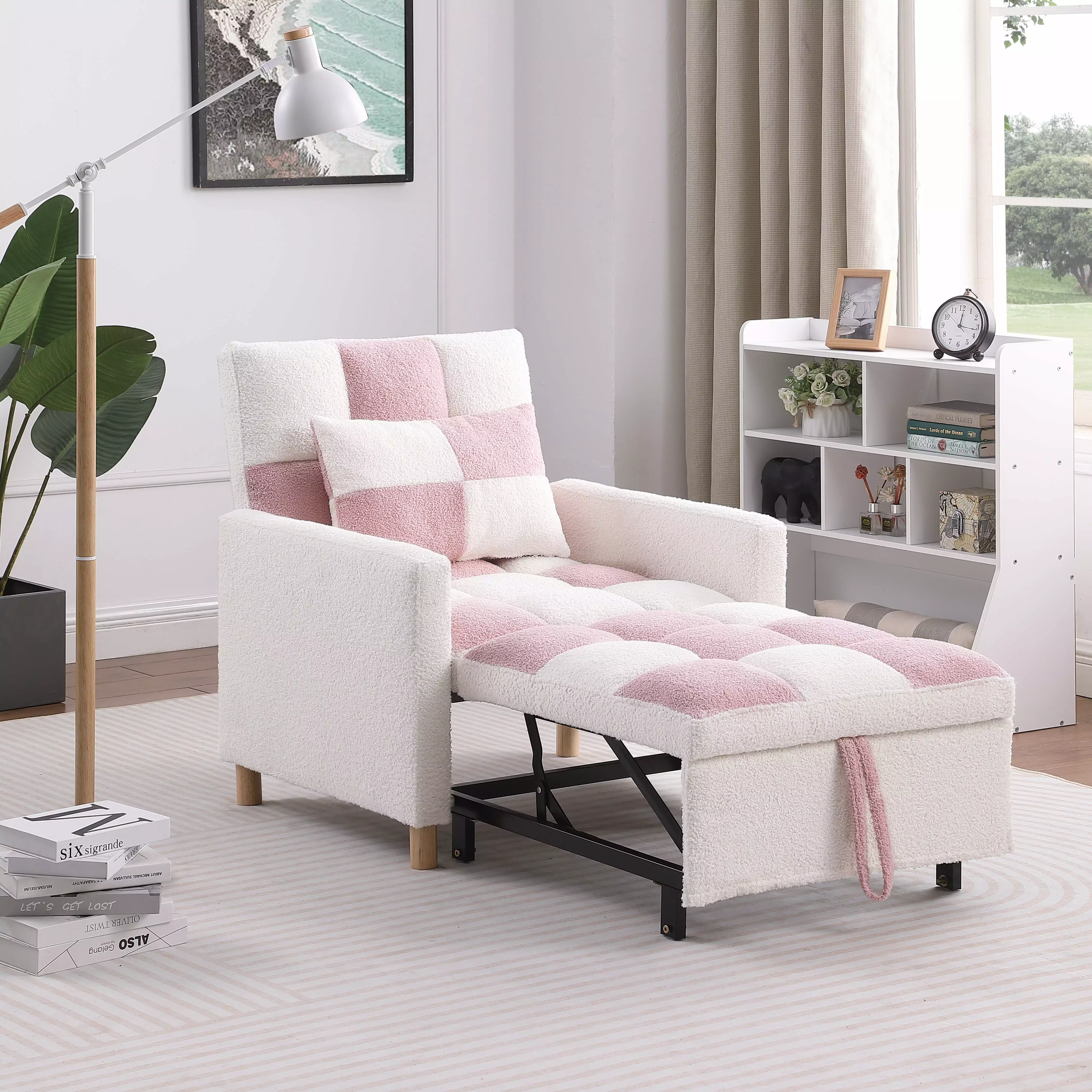 Pouseayar Convertible Chair Bed. 3 in 1 Sleeper Chair Bed . Adjustable Recliner. Armchair. Sofa. Bed. Pink