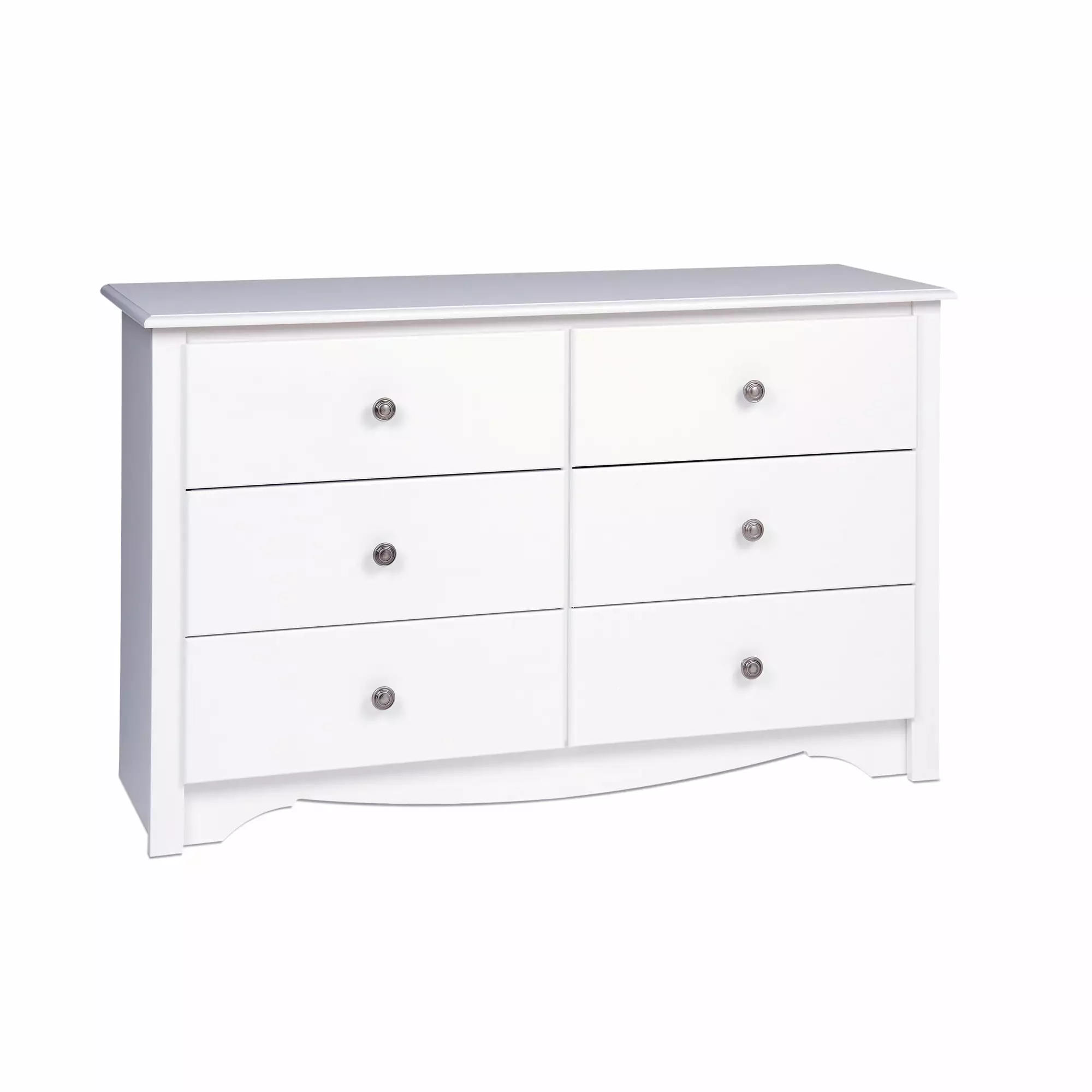 Prepac Monterey 6 Drawer Wooden Dresser Chest. 16 x 48 x 29. White