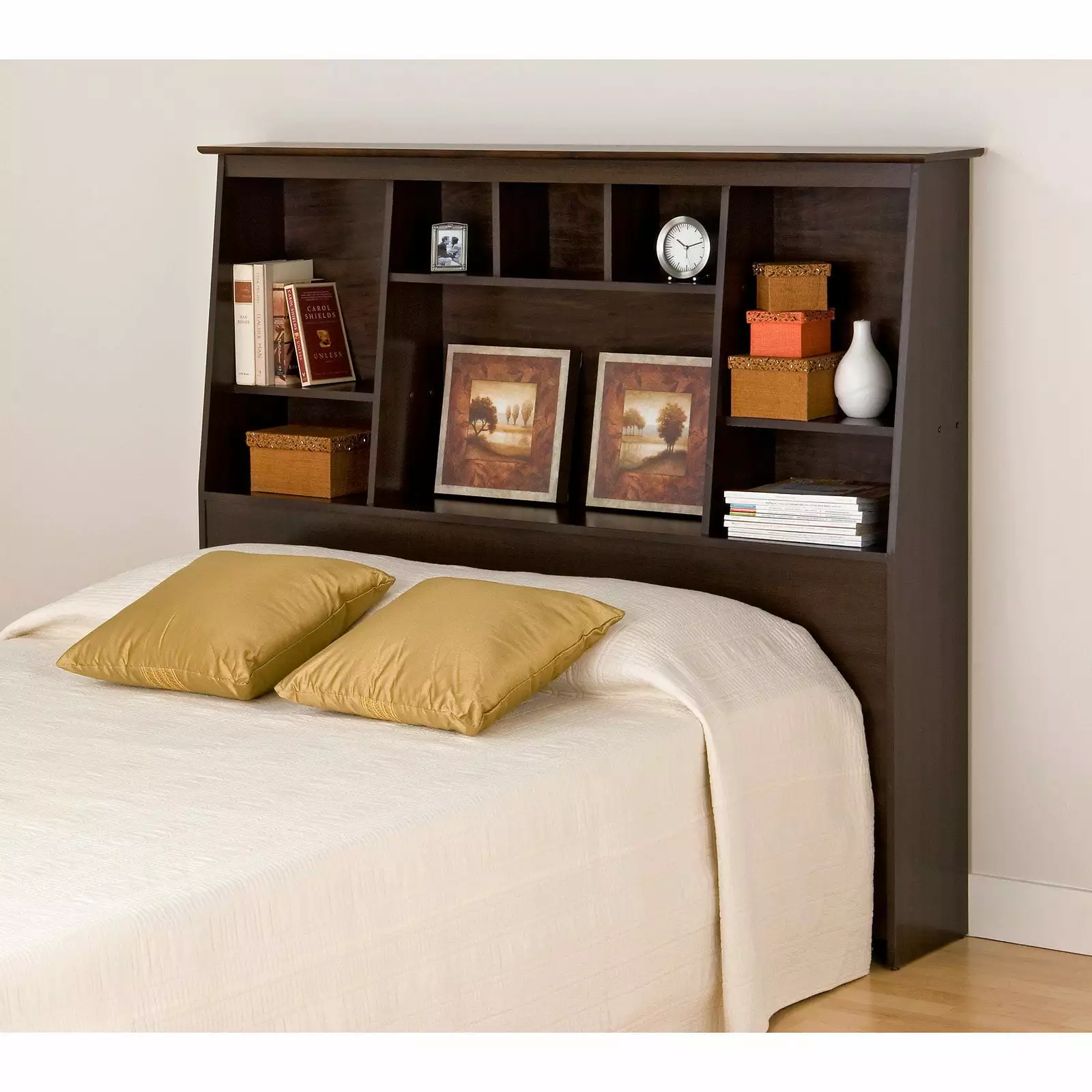 Prepac Sonoma Espresso Full/Queen Tall Slant-Back Bookcase Headboard