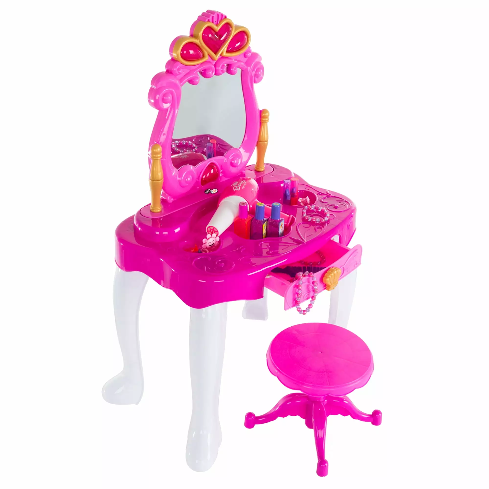 Pretend Play Princess Vanity with Stool. Accessories. Lights. Sounds by Hey! Play!