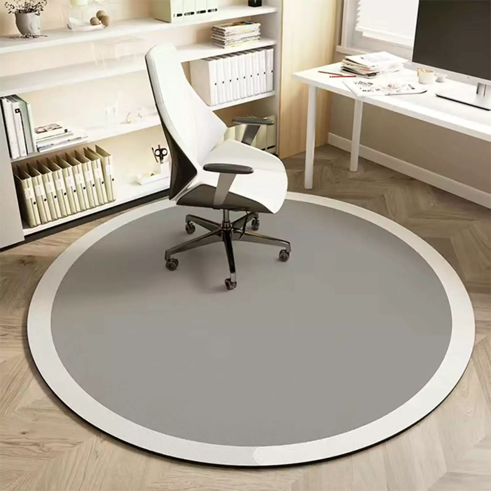 Pretxorve Modern Circular Floor Mat. Living Room. Bedroom. Bedside Carpet. Computer Chair. Hanging Blue Dressing Table. Non- Slip and Floor Mat C